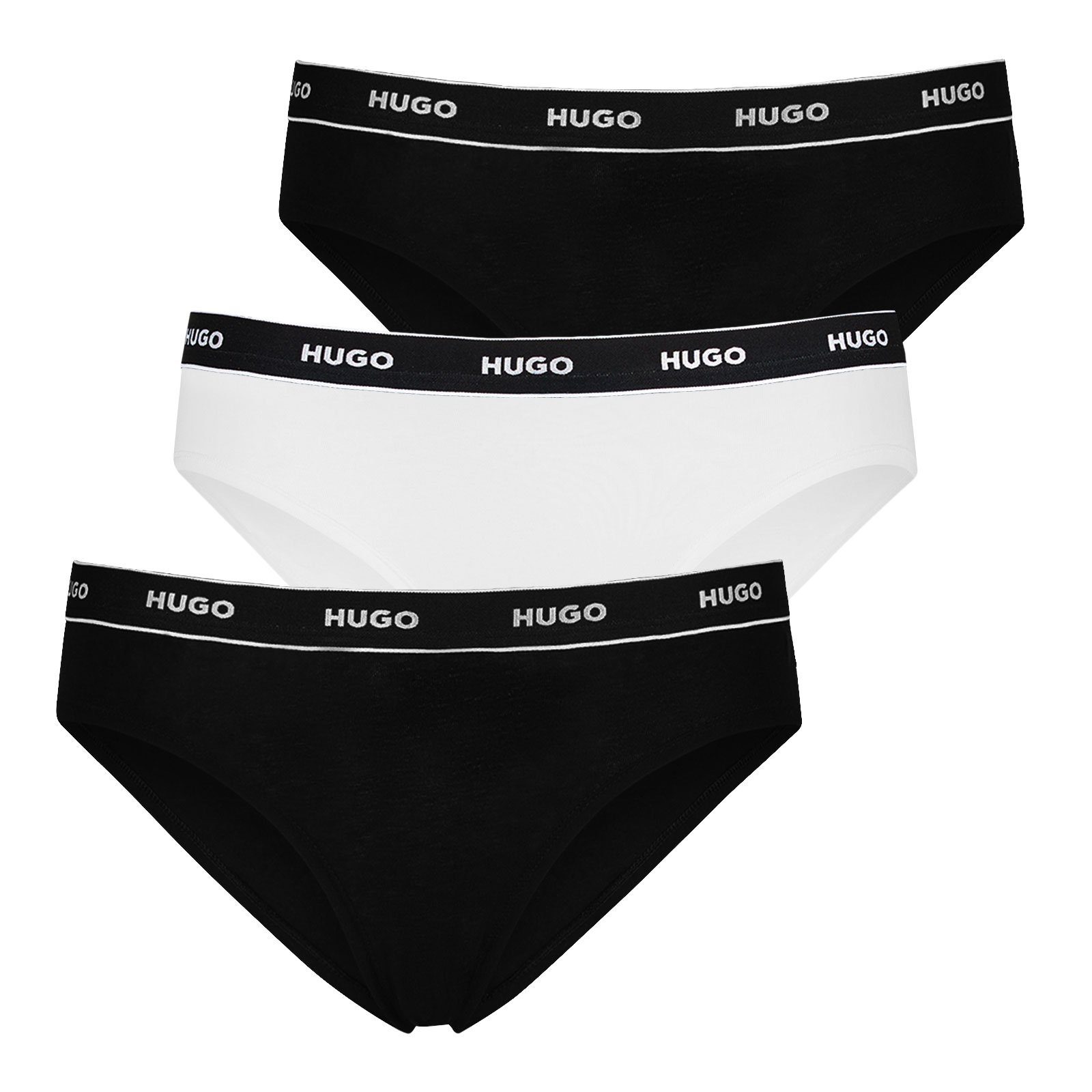 HUGO Slip Cotton Stretch (3-St) mit Logobund 970 black / white / black