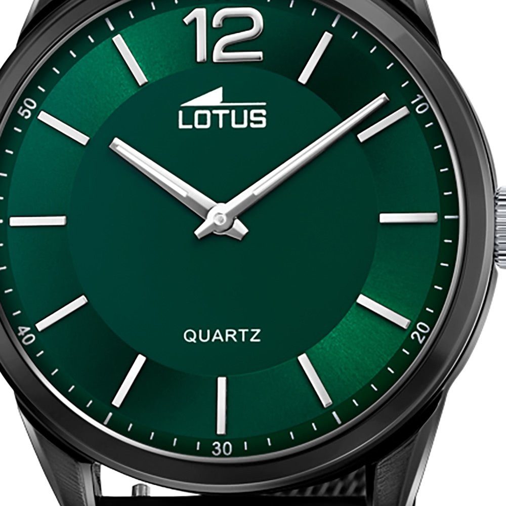 Armbanduhr Lotus rund, groß Herrenuhr Lotus Casual, Herren schwarz Smart 40mm) (ca. Edelstahlarmband Quarzuhr