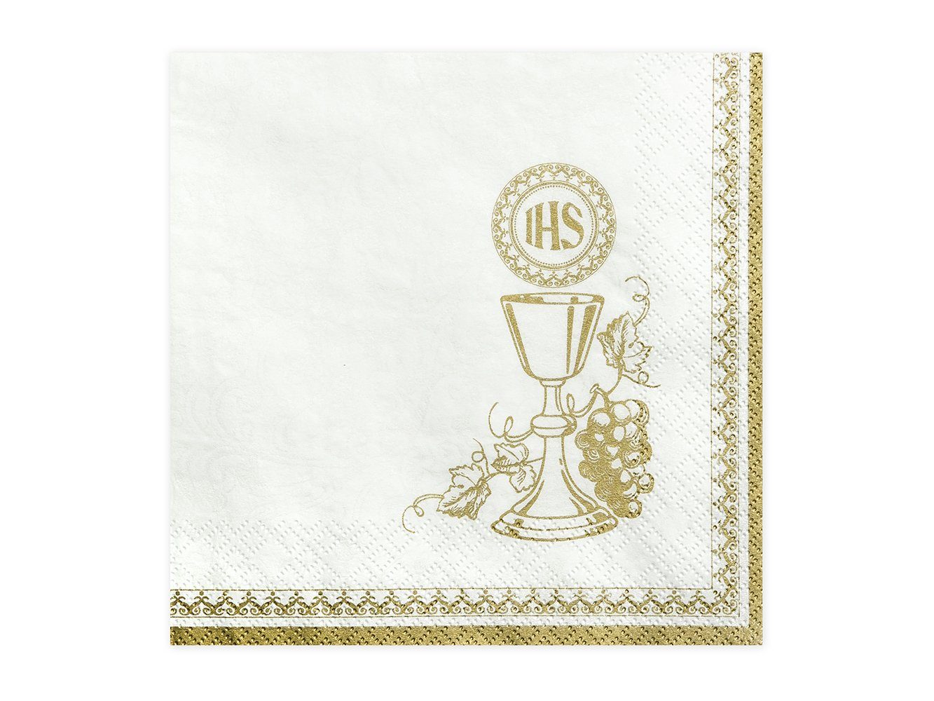 partydeco Papierserviette, Салфетки Kelch 33x33cm 20 Stück weiß gold