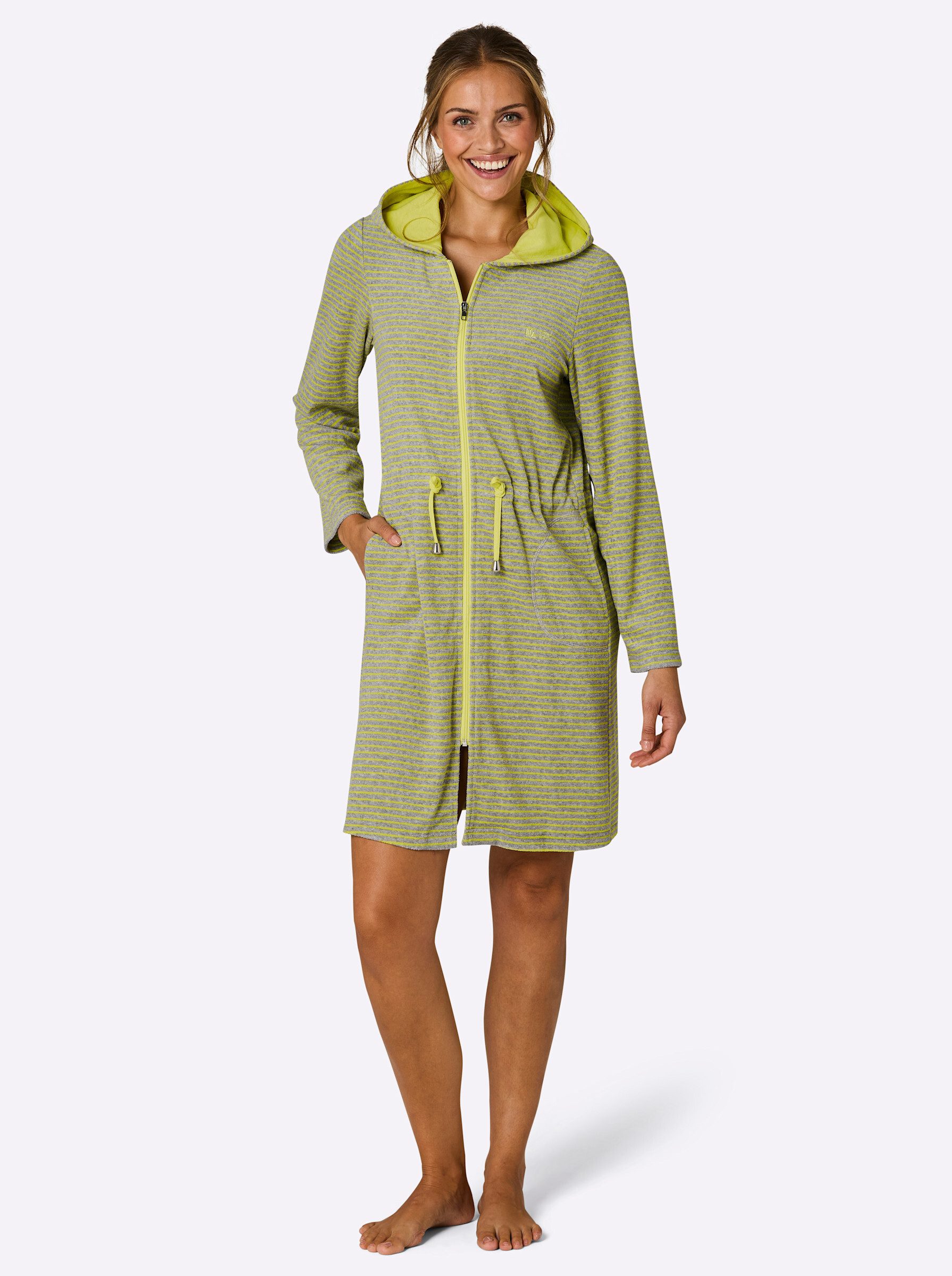 Witt Damenbademantel Bademantel ., Länge ca. 95 cm, Baumwolle, Reißverschlu günstig online kaufen