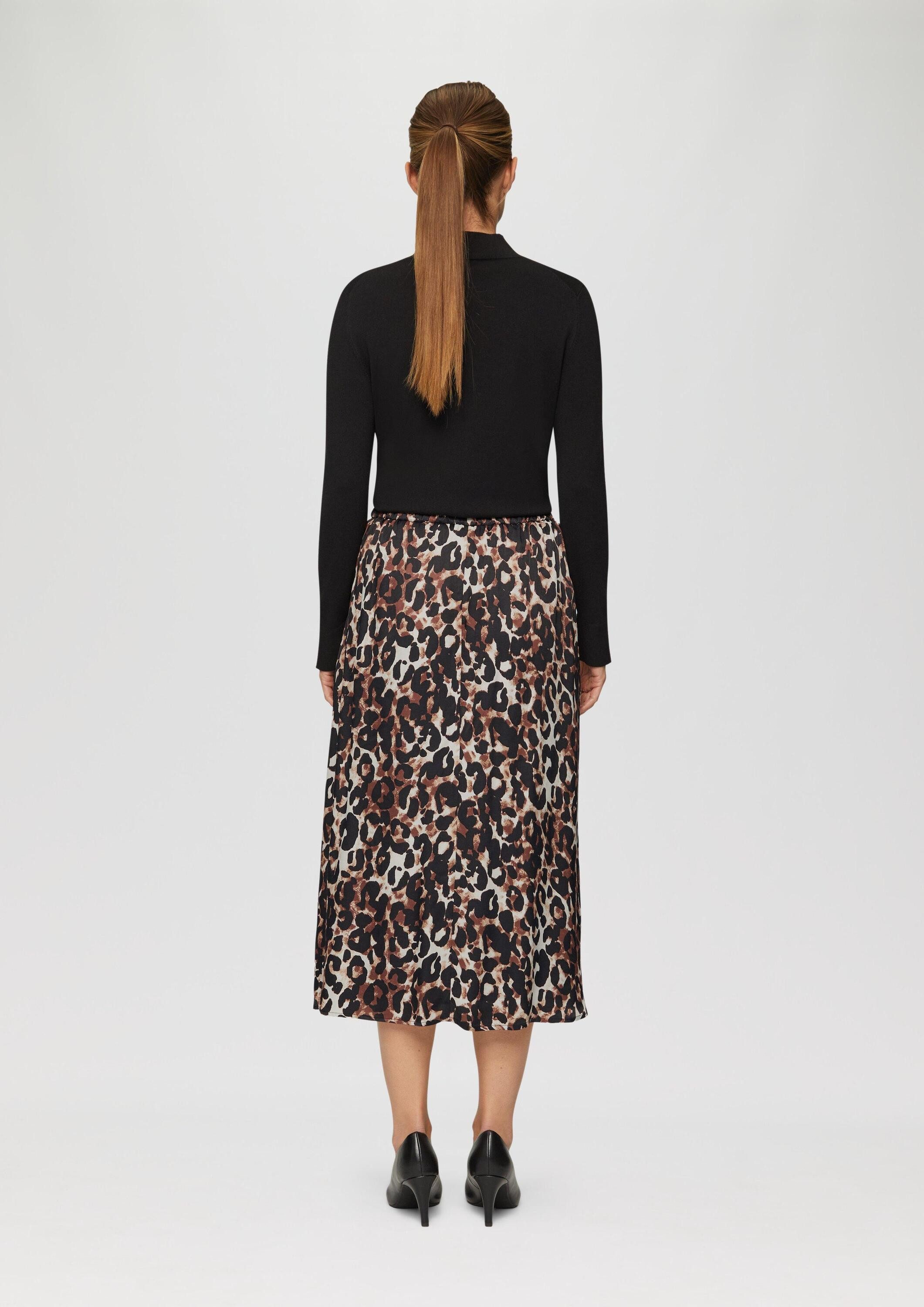 s.Oliver Maxirock Rock Midi-Rock mit Leo-Print und seitlichen Eingrifftaschen