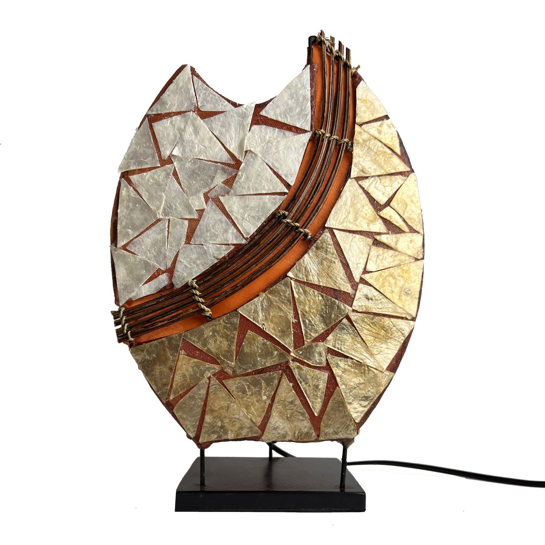 ohne SIMANDRA Perlmutt, Stehlampe Orange Leuchtmittel, Warmweiß, Bali-Design-Lampe, Leuchtmittel, nach je Leuchte,