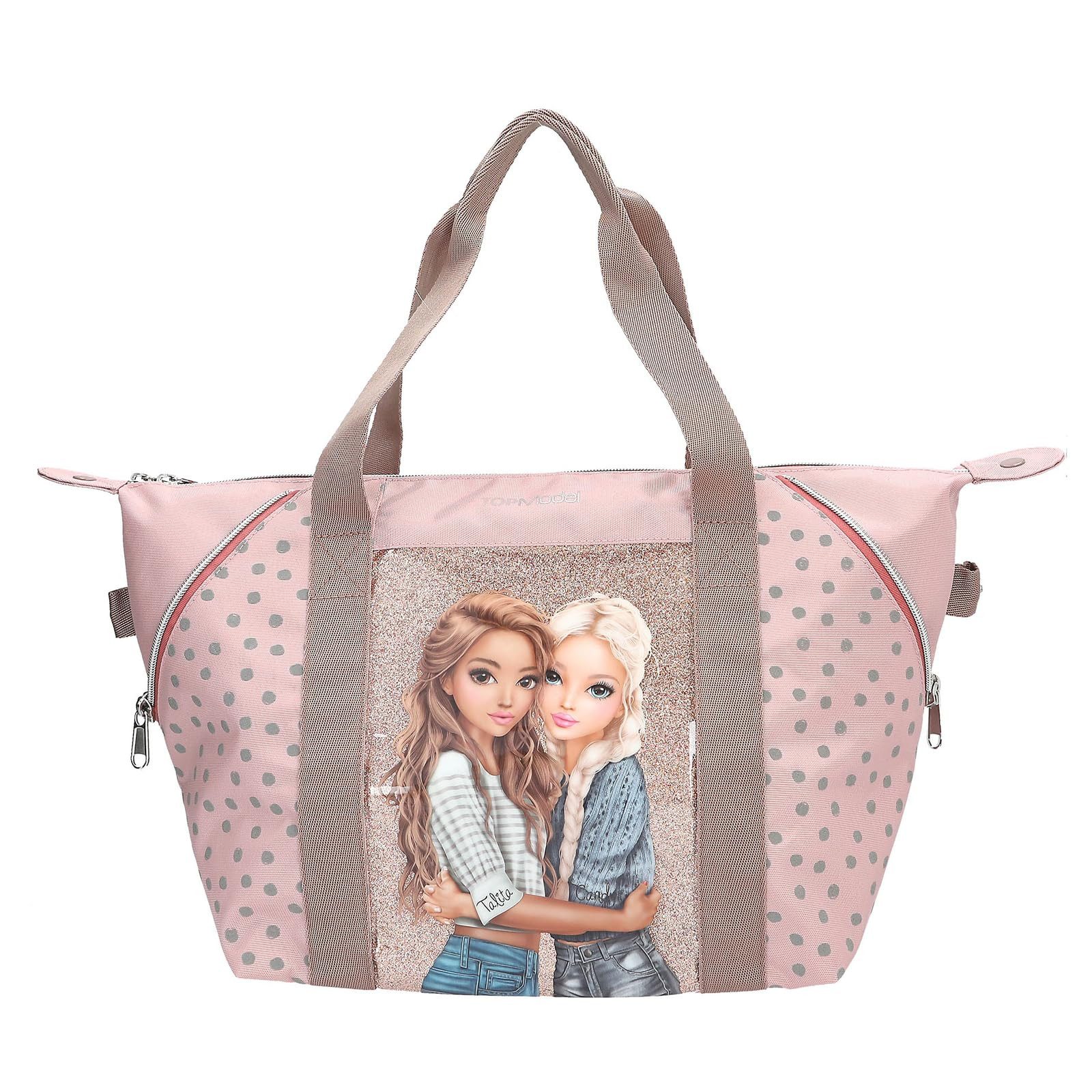 Depesche Kinderrucksack Sporttasche Rosa mit Model Motiv und Punkte Muster, Mit Henkel und Innenfach
