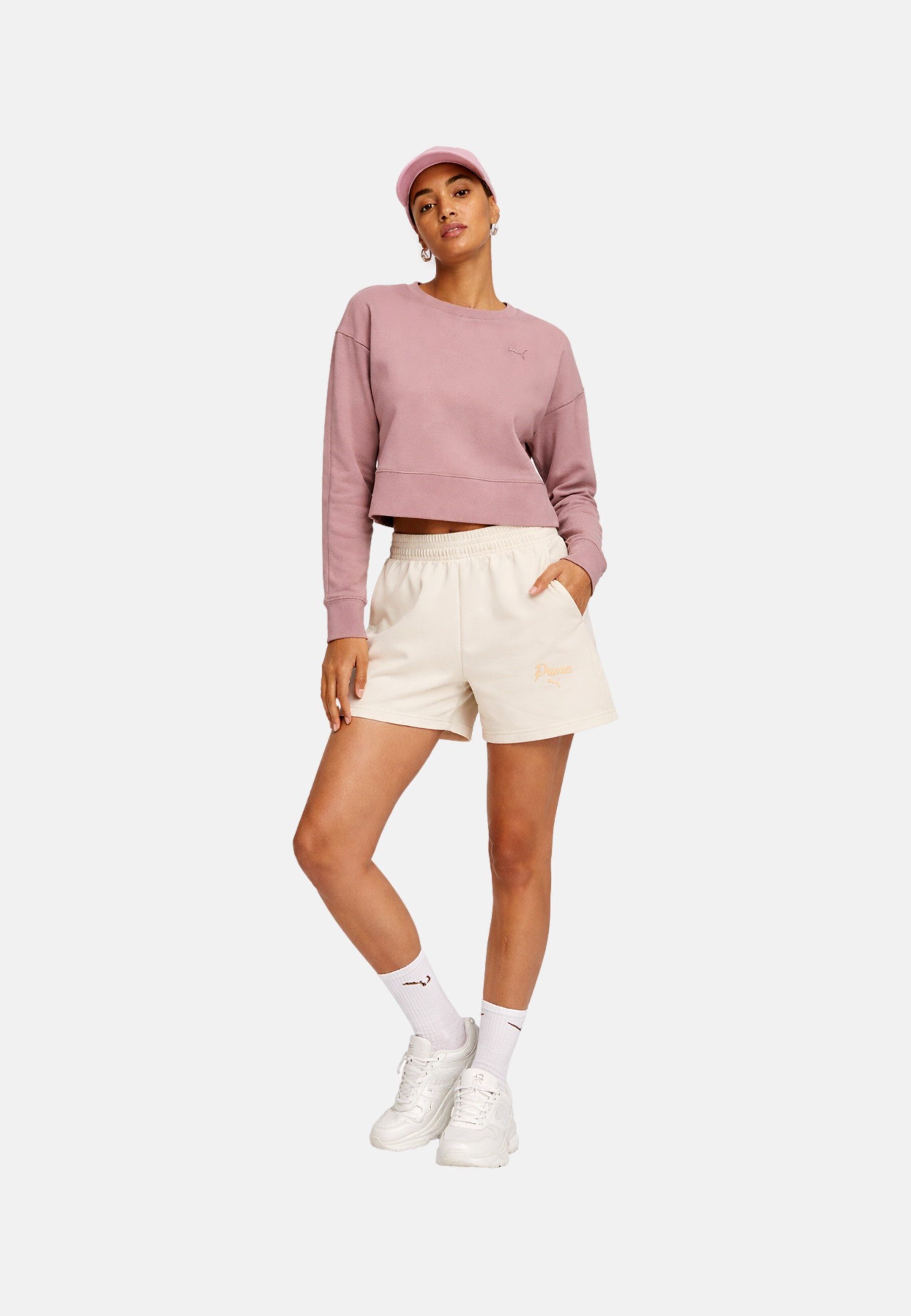 PUMA Shorts Shorts ESS SCRIPT HIGH-WAIST 5 kurze Hose (1-tlg)