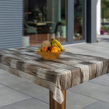 laro Tischdecke Wachstuch-Tischdecken Abwaschbar Holzoptik Grau rechteckig