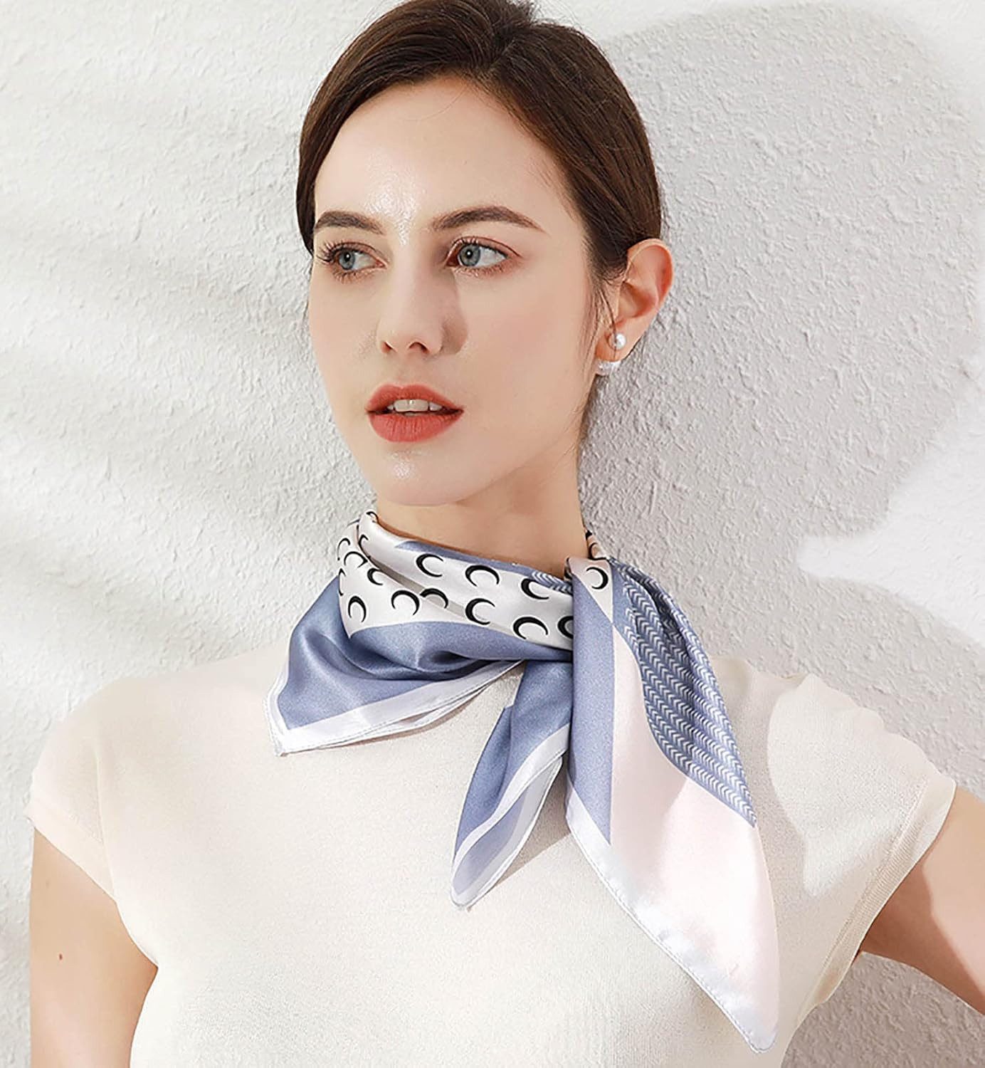 Zaewry Seidentuch Stirnband Quadratischer Haar-Bandanas-Schal für Damen – Bild 4 von 5