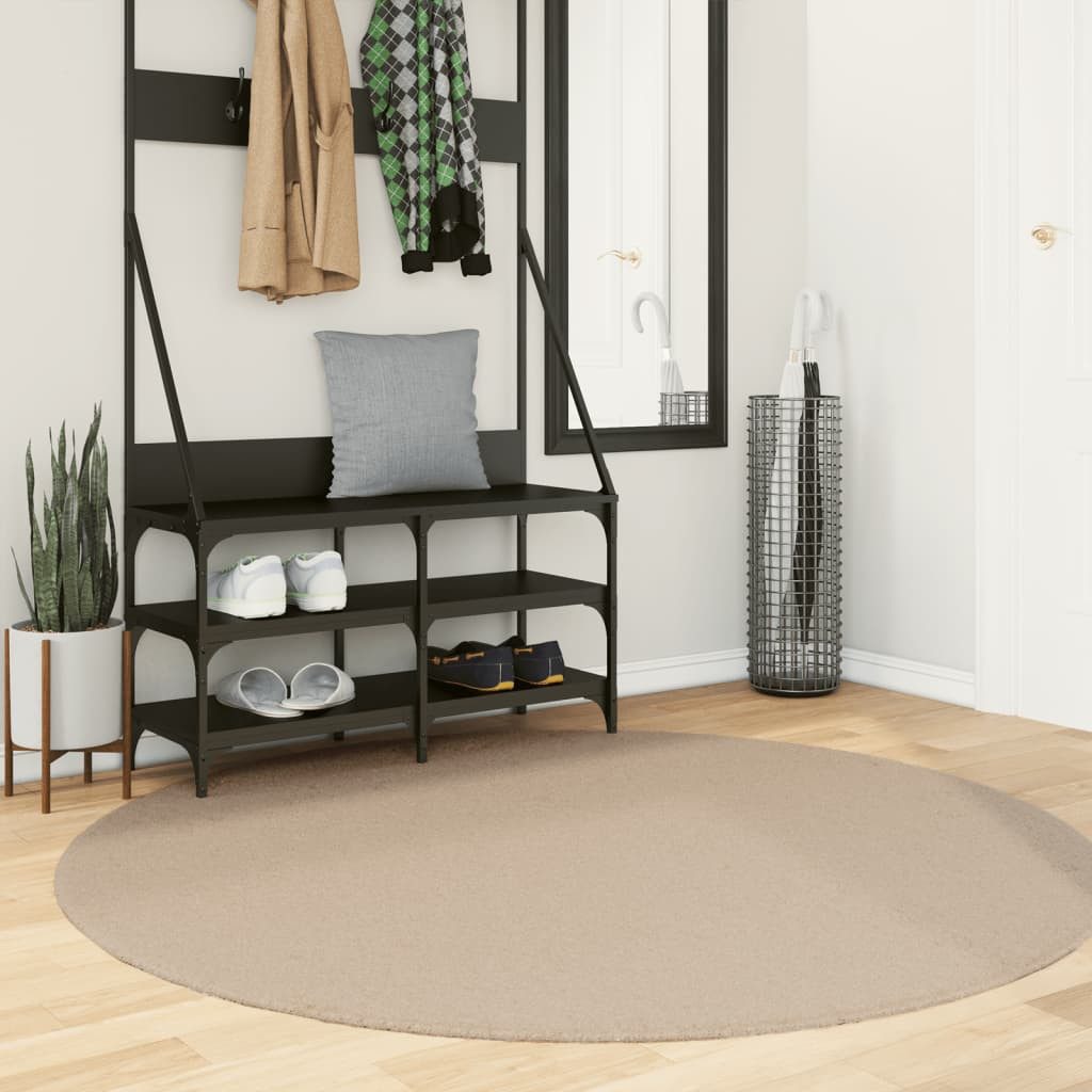 vidaXL Teppich 160 cm Teppich HUARTE Kurzflor Weich und Waschbar Sandfarben Ø 160 cm, Höhe: 1 mm