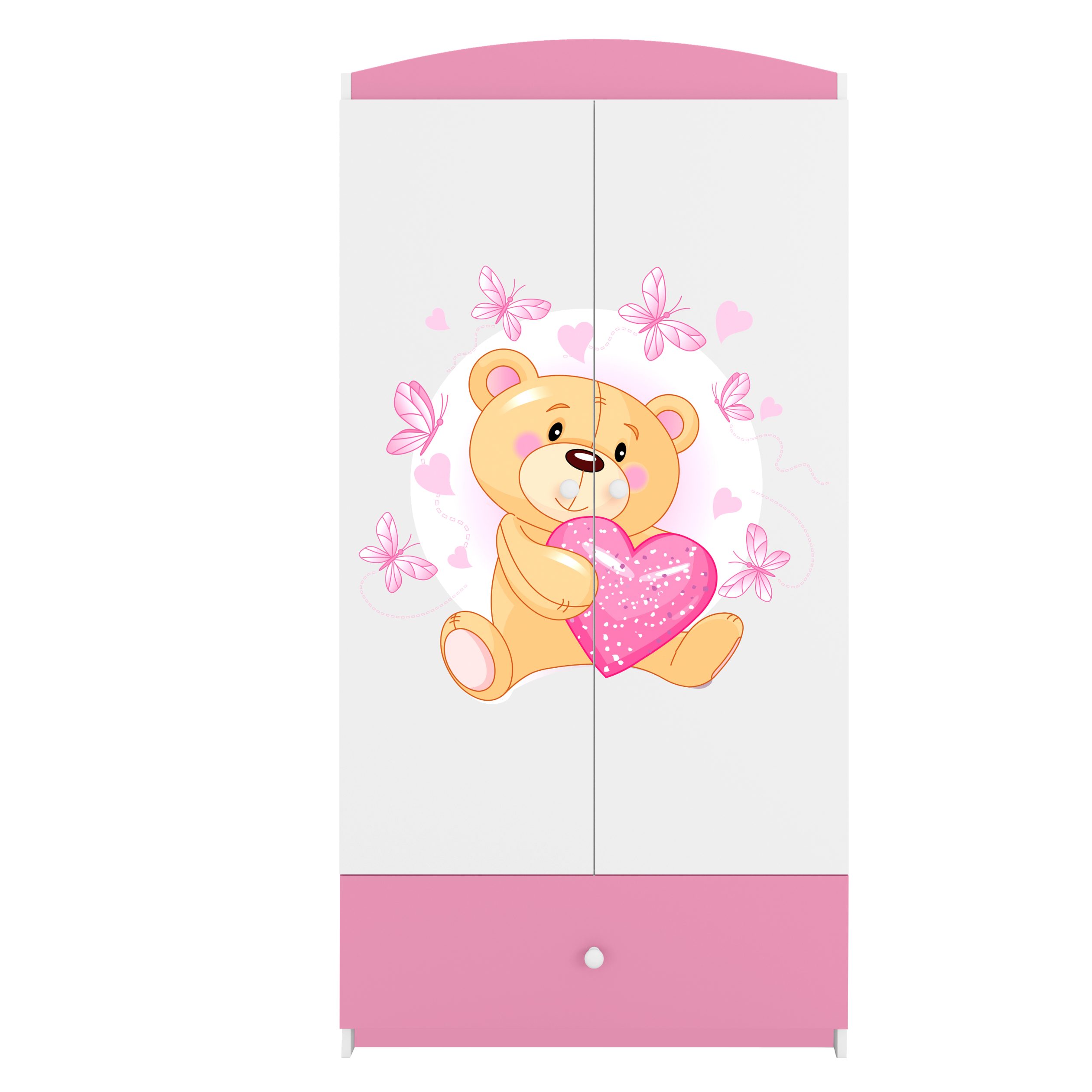 Raumhirsch Furniture Kinderkleiderschrank mit liebevollen Motiven - Kleiderschrank für Kinder (Kinderzimmerschrank für Mädchen, Mit Ablagefächern & Kleiderstange) hochwertige Verarbeitung, sanfte Farben, verschiedene Designs