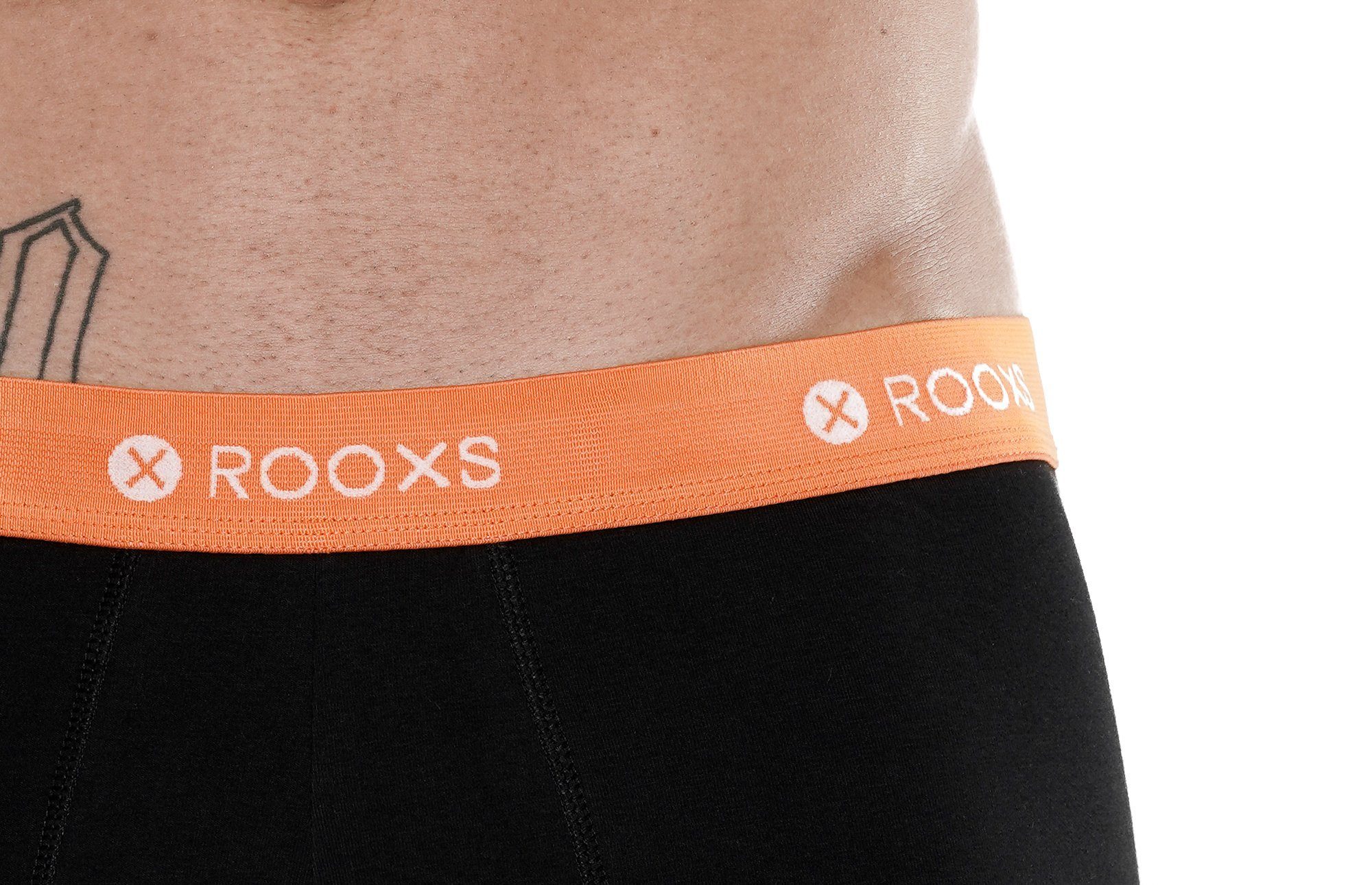 Enge ROOXS (3-St) - Baumwolle Männer Unterhosen 03 Orange Herren Schwarz Retroshorts Boxershorts