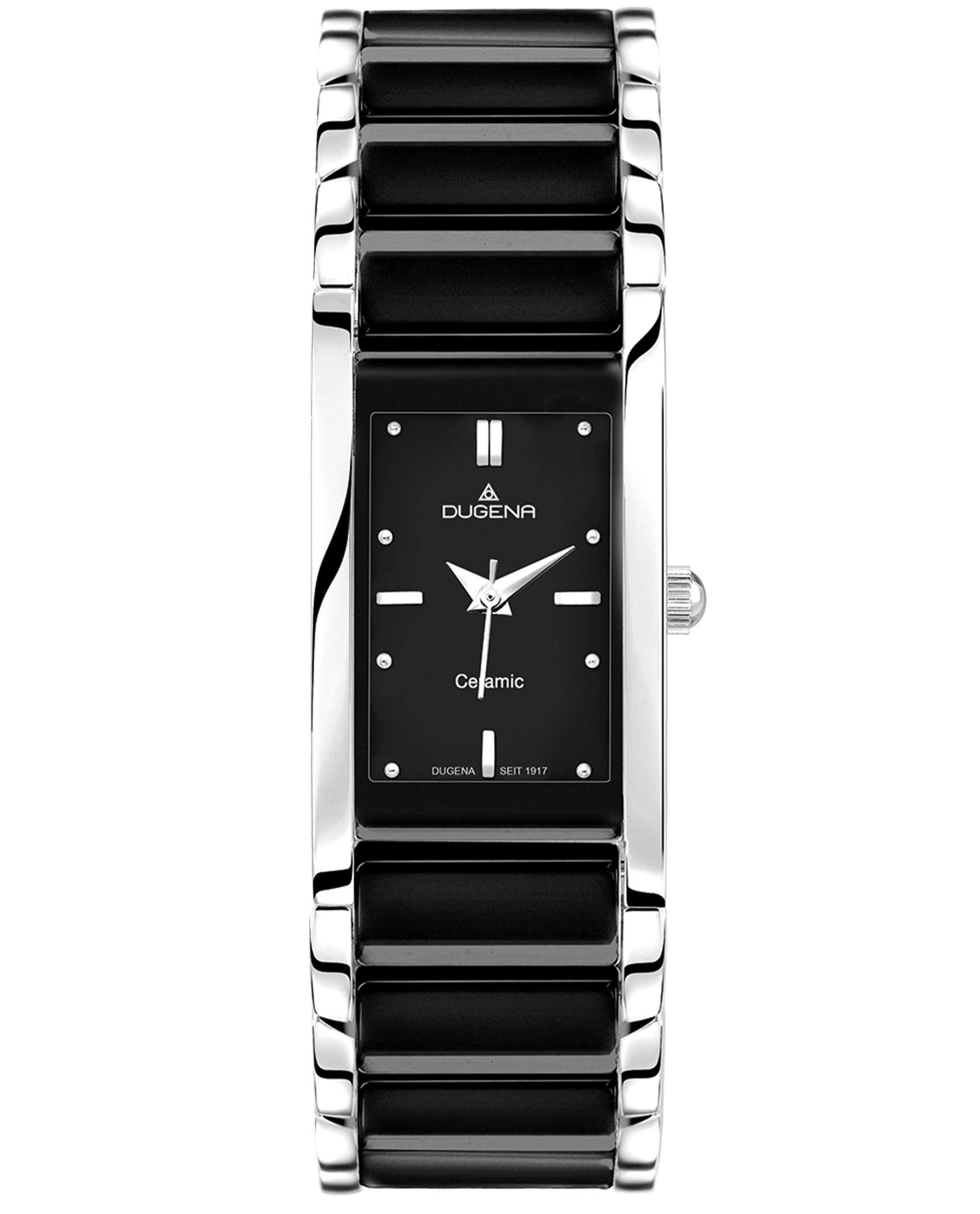 Dugena Keramikuhr Dugena Damen-Uhr Quadra Ceramica Schwarz Quarz Keramik-Armband 4460507