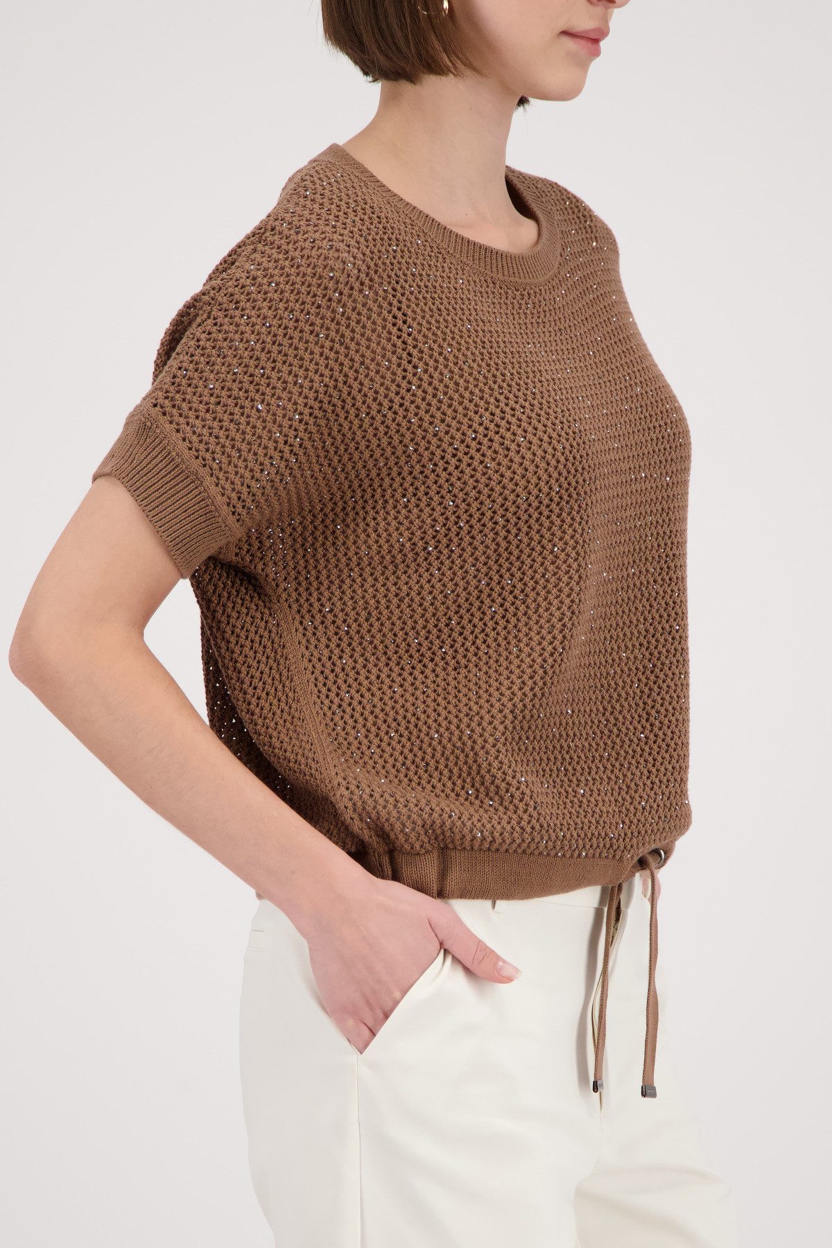 Monari Ajourpullover Pullover Basic Schmuck Regular fit mit Strasssteinen
