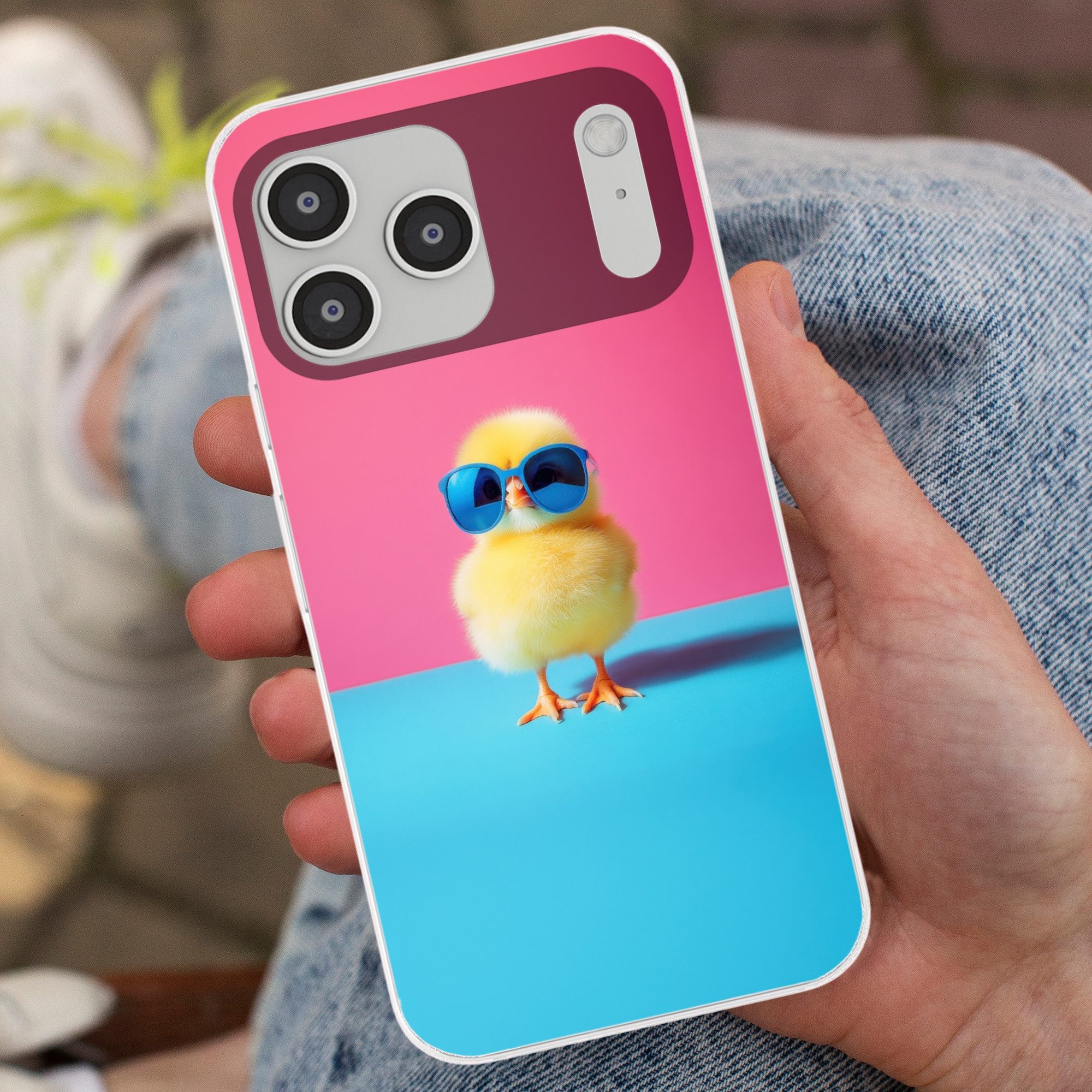 MuchoWow Handyhülle für Apple iPhone 17 Pro Max Chick - Sonnenbrille - Blau, Smartphone-Bumper, Print, Handy Schutzhülle Dünn