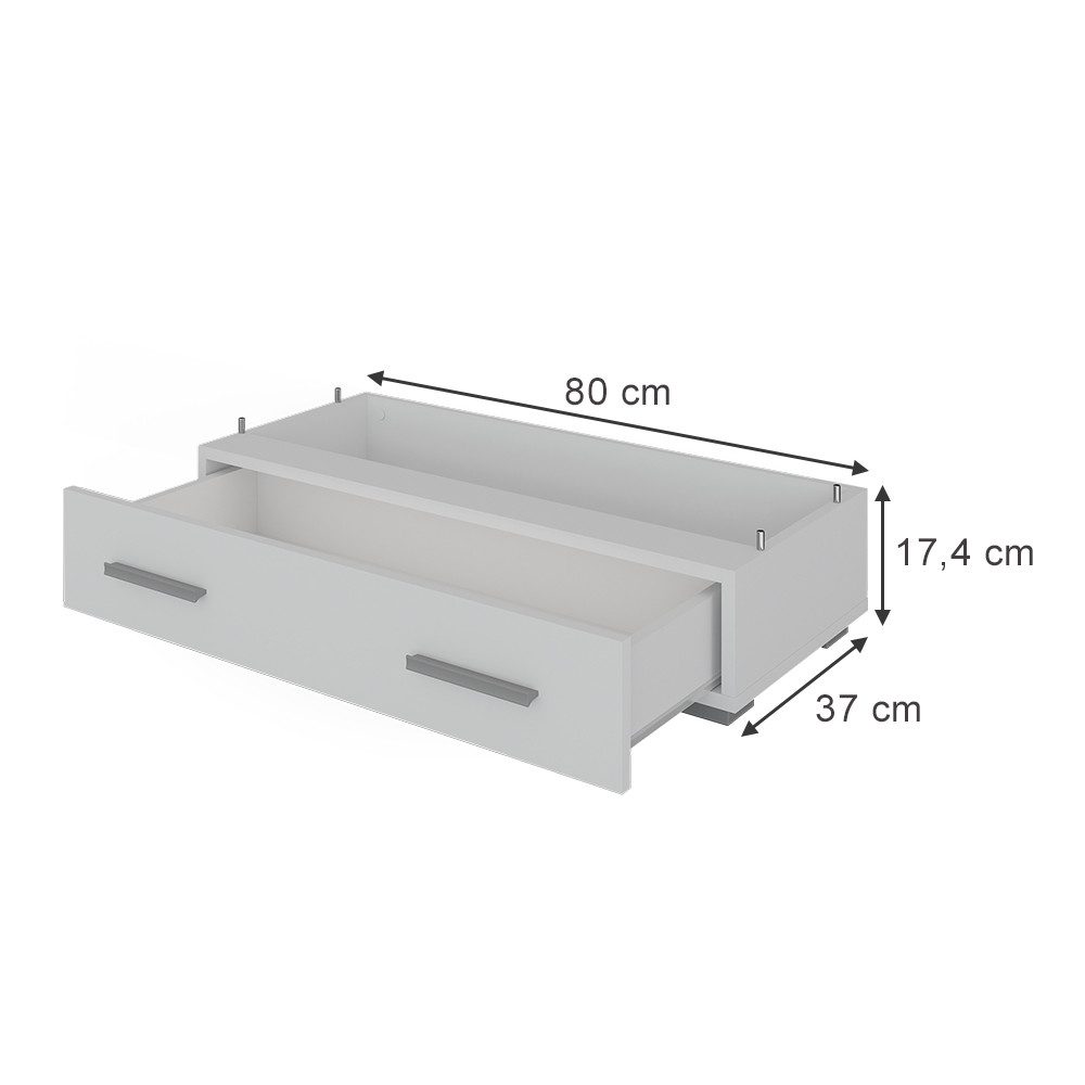 Vicco Aktenschrank Frank, Weiß, 80 x 17.4 cm mit Schublade (1-St)