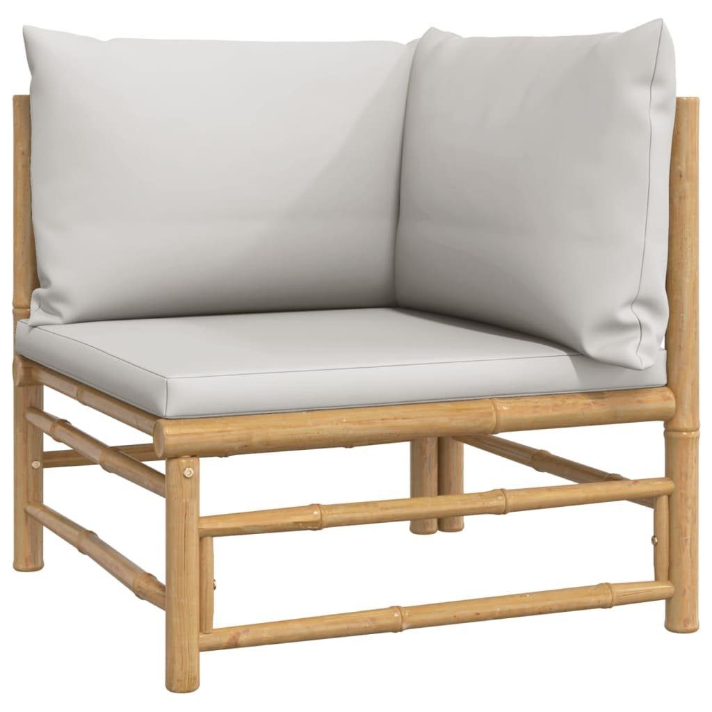 vidaXL Gartenlounge-Set 4-tlg. Garten-Lounge-Set mit Hellgrauen Kissen Bambus, (1-tlg)