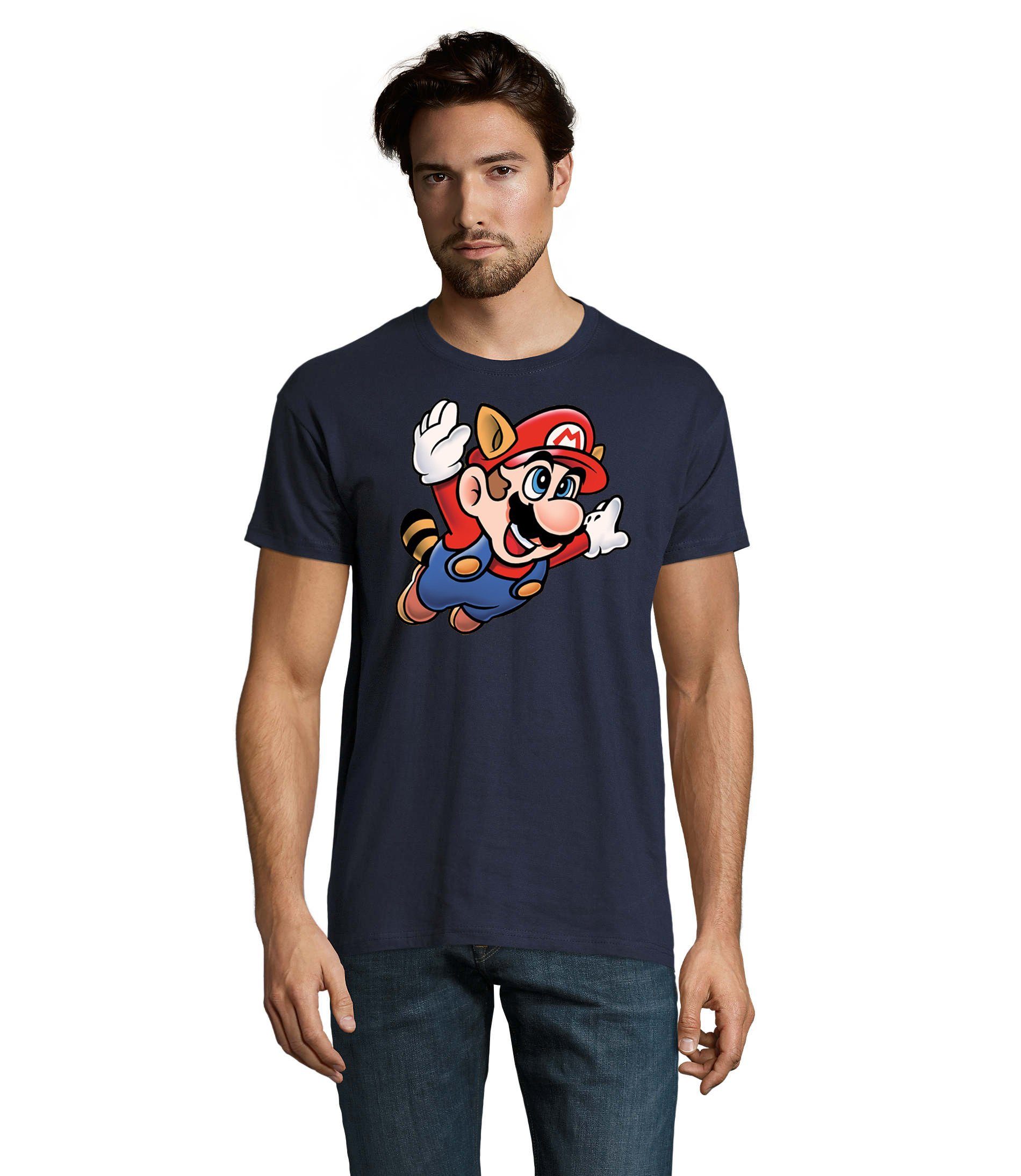 Blondie & Brownie T-Shirt Herren Super Mario 3 Fligh Nintendo Logo Print Navyblau
