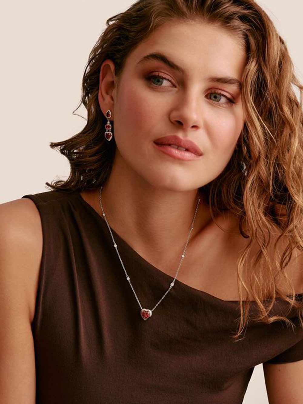 THOMAS SABO Ohrhänger-Set Thomas Sabo H2341-051-10 Ohrringe Herz Granatrot Elyndra 34,0 mm Damen