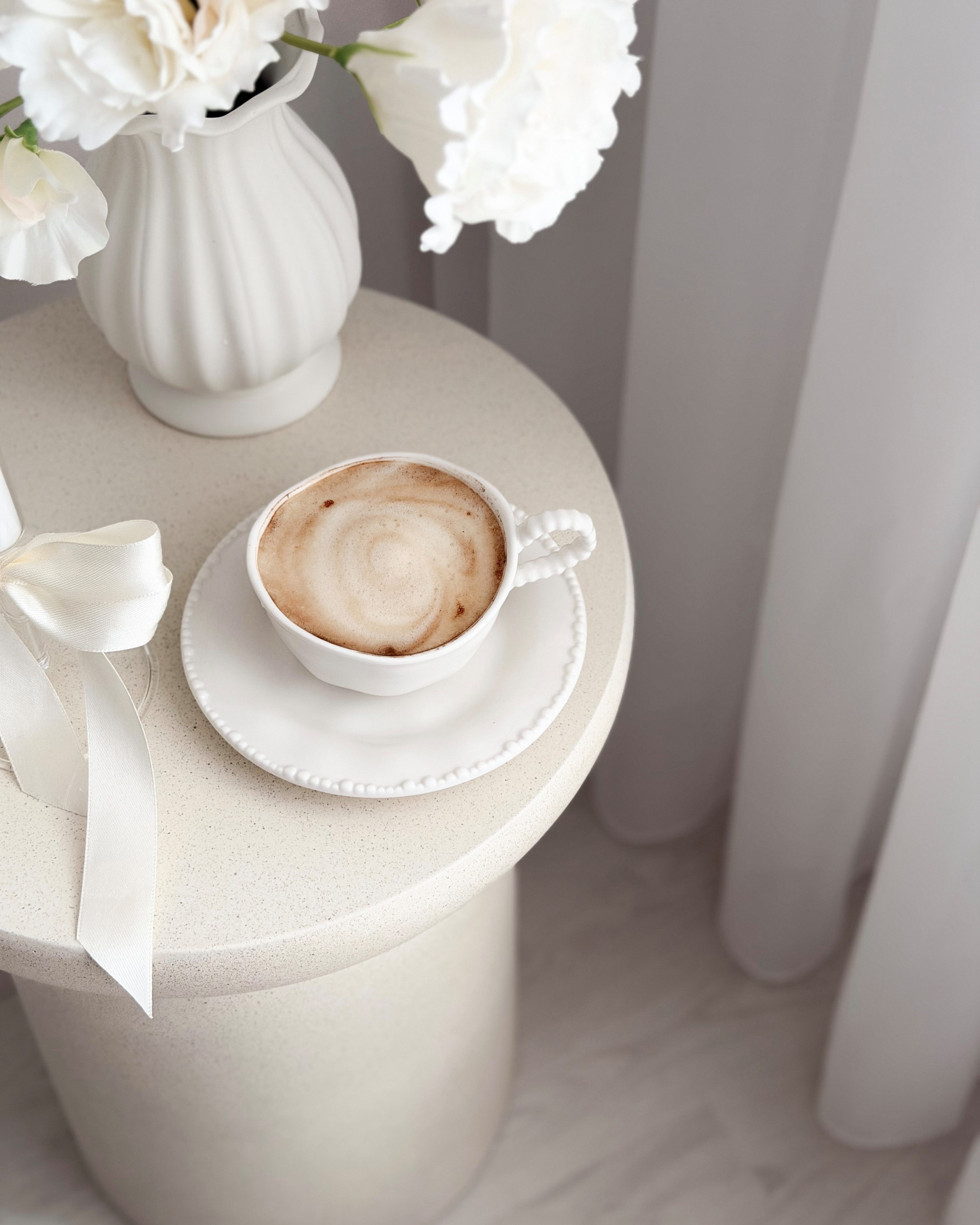 EKA Kaffeeservice Pearl White Kaffeetassen Set (12-tlg), 6 Personen, Porzellan