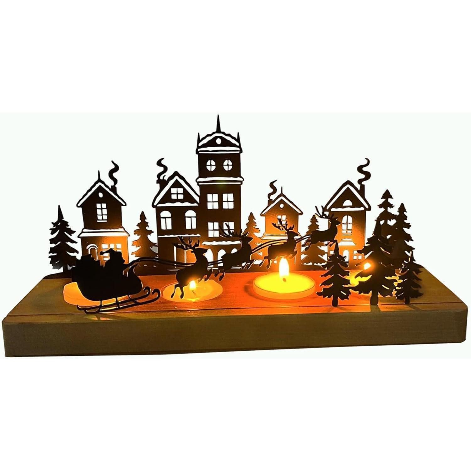 LuxusKollektion Adventsleuchter Advent Kerzenhalter Metall Holz Weihnachtsdeko Teelichthalter 28 x