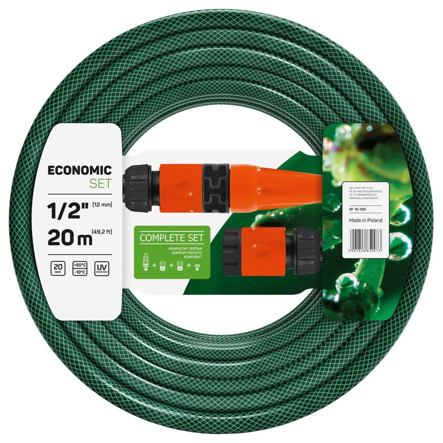 Cellfast Gartenschlauch 10-100, Economic Schlauch mit Sprinkler