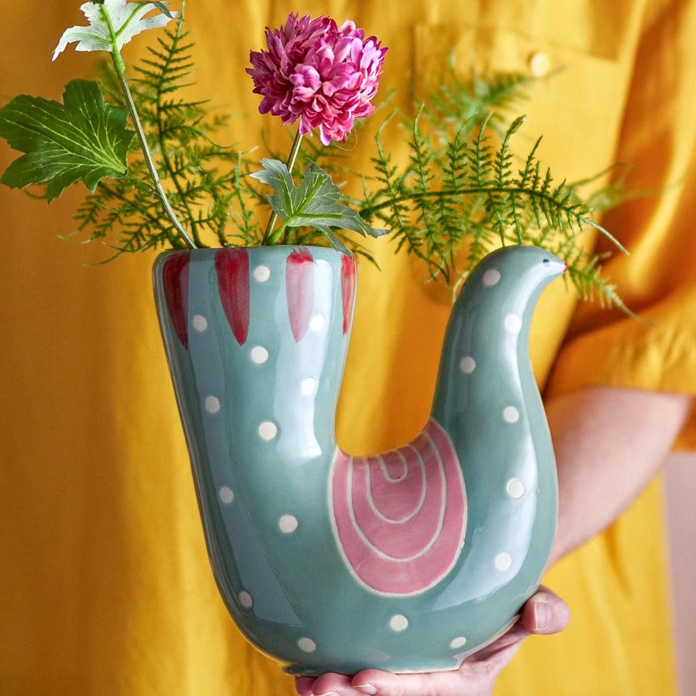Bloomingville Dekovase Halim Vase, aus Glas in weißen Nuancen, einzigartige Form, Blumenvase Glasvase Tischvase, Wohnaccessoire, Nordische Dekoration