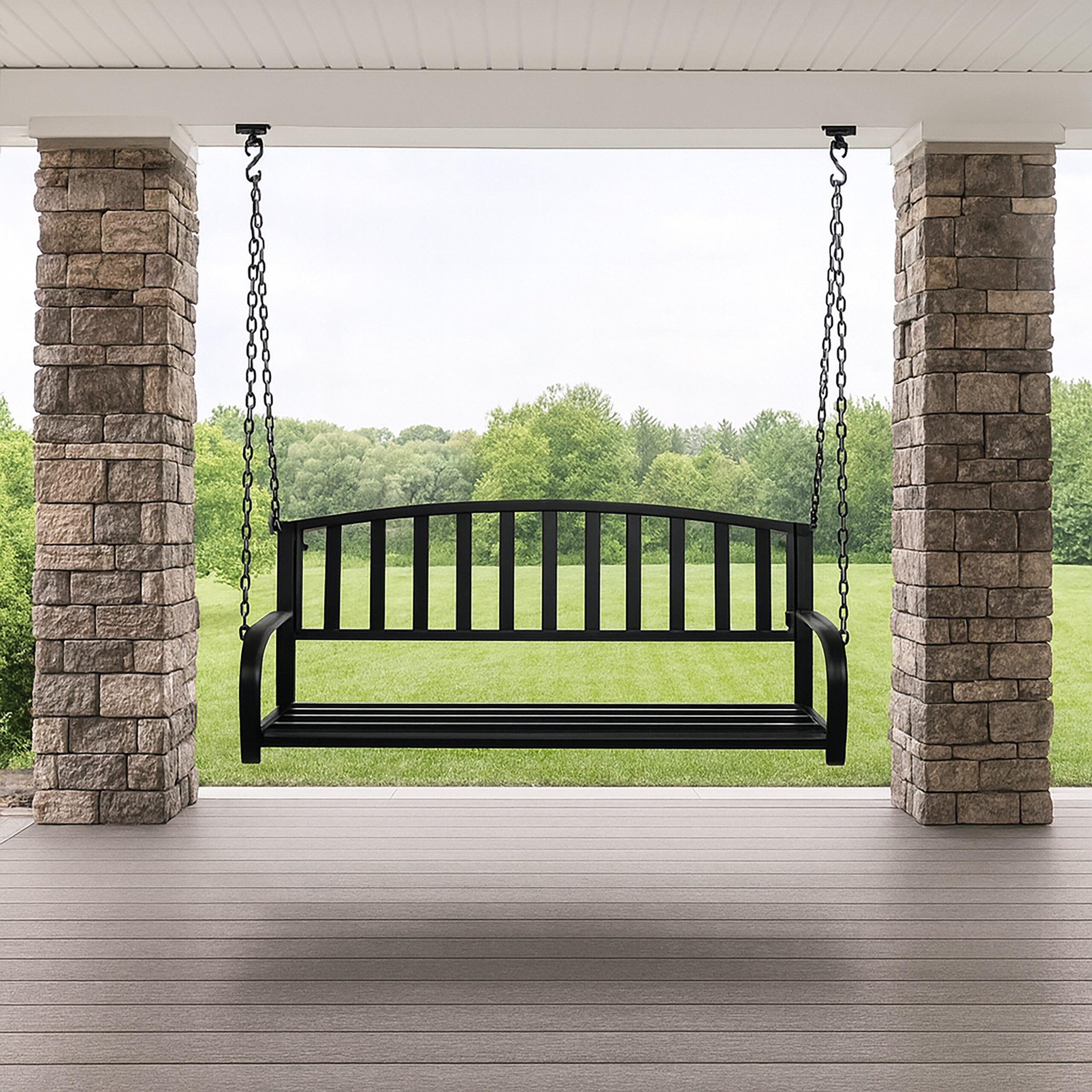 relaxdays Hollywoodschaukel Hängebank aus Metall, 2-Sitzer