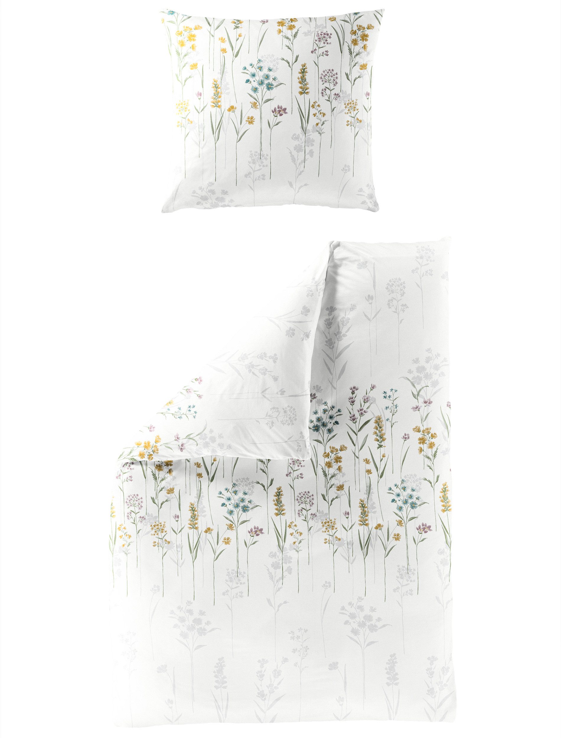 BIERBAUM Bettwäsche Bierbaum Biber Bettwäsche 135x200 Wiesenblumen bleu nat günstig online kaufen