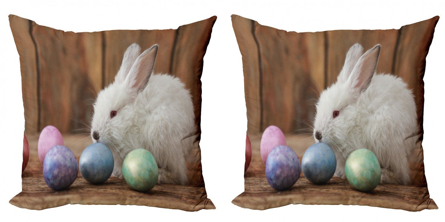 Kissenbezüge Modern Accent Doppelseitiger Digitaldruck, Abakuhaus (2 Stück), Osterhase Rustic Egg Coloring