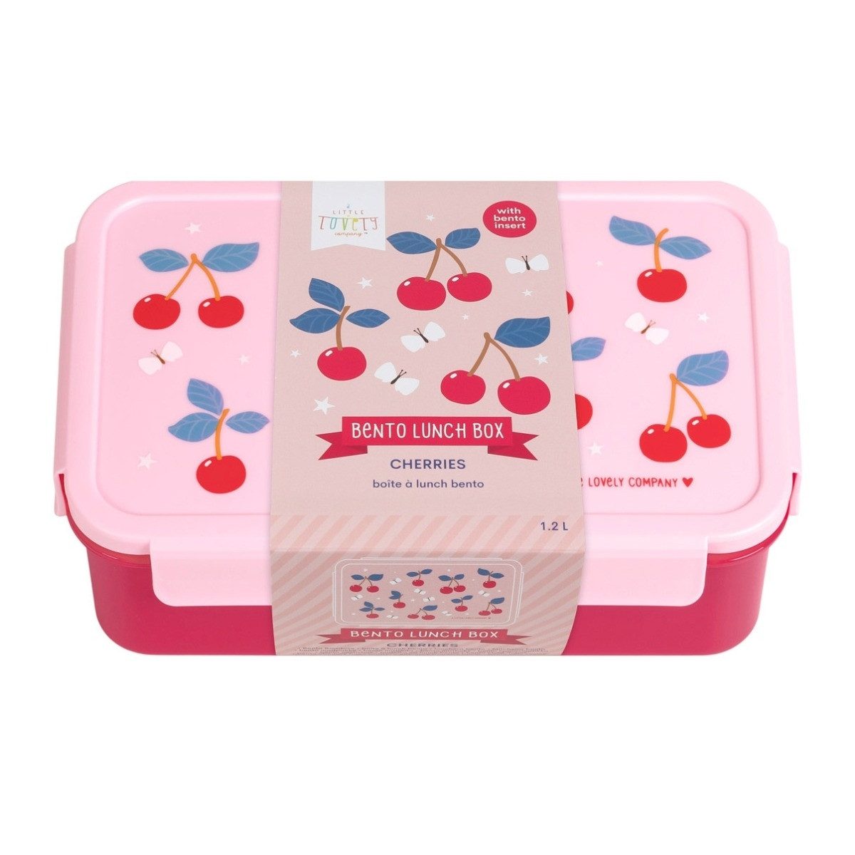 A Little Lovely Company Lunchbox Bento Brotdose mit Fächern & Klickverschluss Kirschdesign – Bild 4 von 5