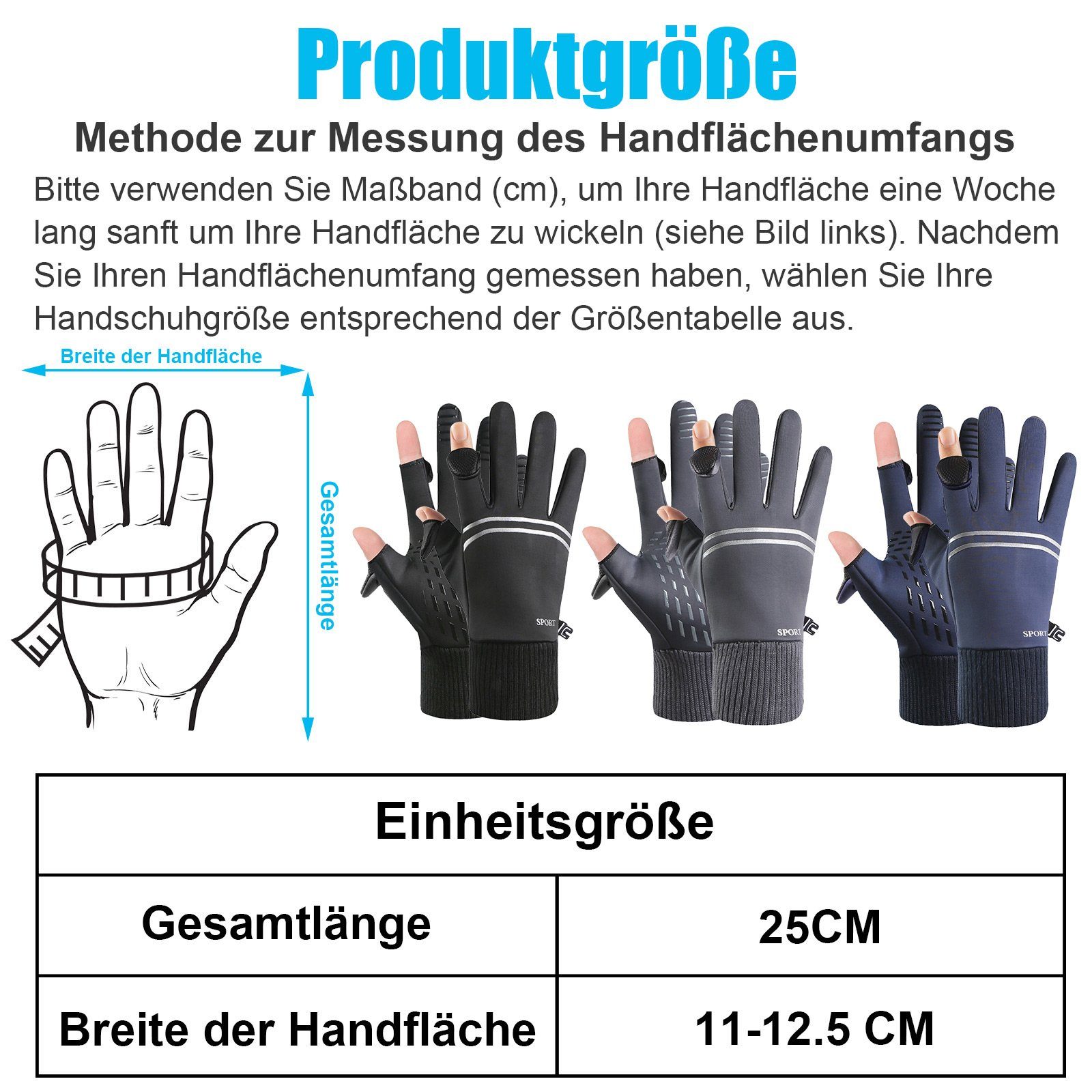 Wasserdichte BTTO Winter Handschuhe Blau Angelhandschuhe Angelhandschuhe Handschuhe Herren Warme Touchscreen