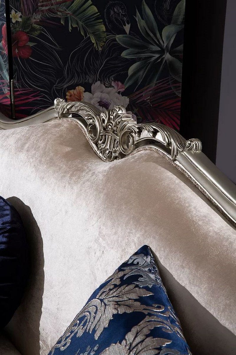 107 dekorativen 84 x Padrino / Barock Casa Luxus cm x - Silber H. Wohnzimmer Rosa Barock 212 Sofa mit Prunkvolle Möbel Sofa Kissen