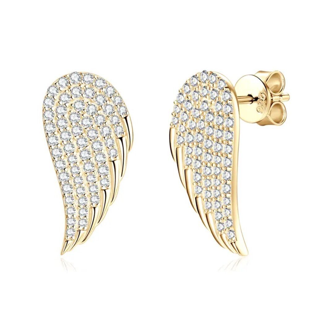 ROUGEMONT Paar Ohrstecker Funkelnde Moissanit Damen Ohrstecker Engelsflügel 925 Sterling Silber, Echtschmuck