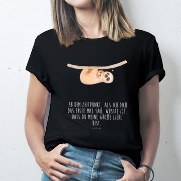 Mr. & Mrs. Panda T-Shirt Faultier mit Kind - Schwarz - Geschenk, Männer, Niedlichkeit, Mama, F (1-tlg)
