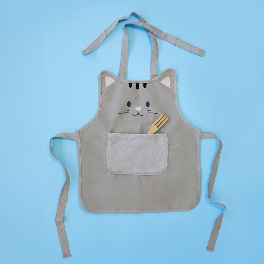 WestCraft Kochschürze Kinderschürze Kitty mit Taschen für 2-6 Jahre Kinder Mädchen Schürze, (1-tlg), Sie verfügt über ein verstellbares Halsband und einen Taillengürtel