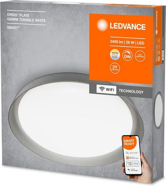 Ledvance Smarte LED-Leuchte Wifi Wandlampe Panel Deckenlampe dimmbar farbwechsel Ø43cm, LED fest integriert, Kaltweiß, Warmweiß, App-Steuerung, Wand-und Deckenleuchte, Dimmbar, Farbwechsel