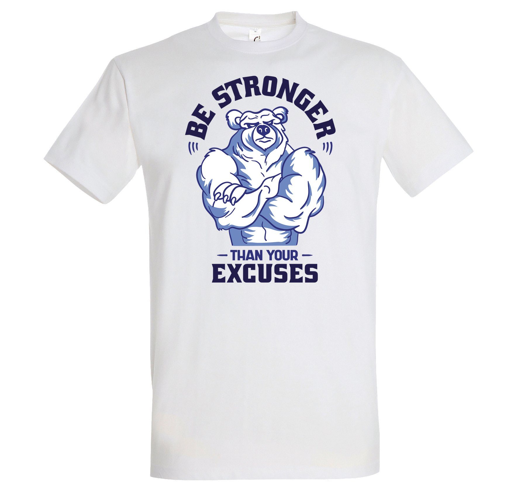 Youth Designz T-Shirt Be Stronger than your Excuses Herren Shirt mit Trendigem Motivations Spruch Weiss | T-Shirts