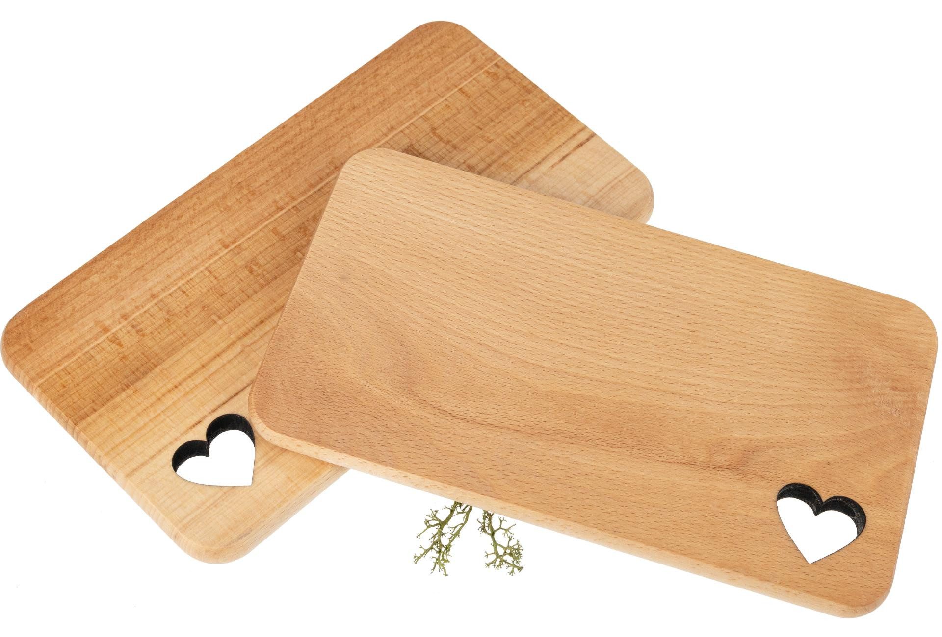 Holz Frank Frühstücksbrett Herz Frühstücksbrettchen aus Kern Buche geölt 22,5 × 12,5 x 1,2 cm, Holz