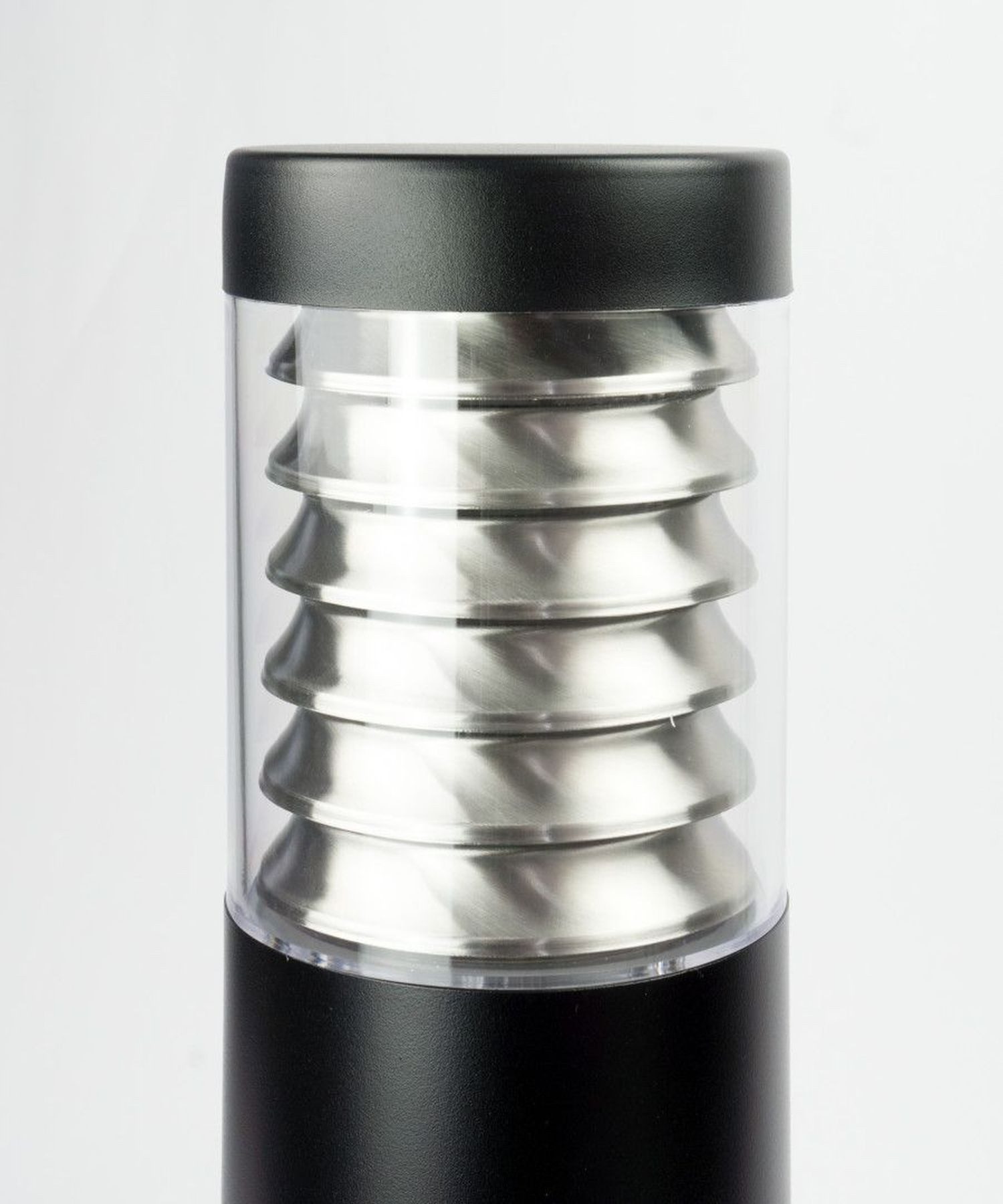 Licht-Erlebnisse Pollerleuchte JOJO, ohne Leuchtmittel, Edelstahl E27 IP44 75 cm hoch Schwarz rund Modern