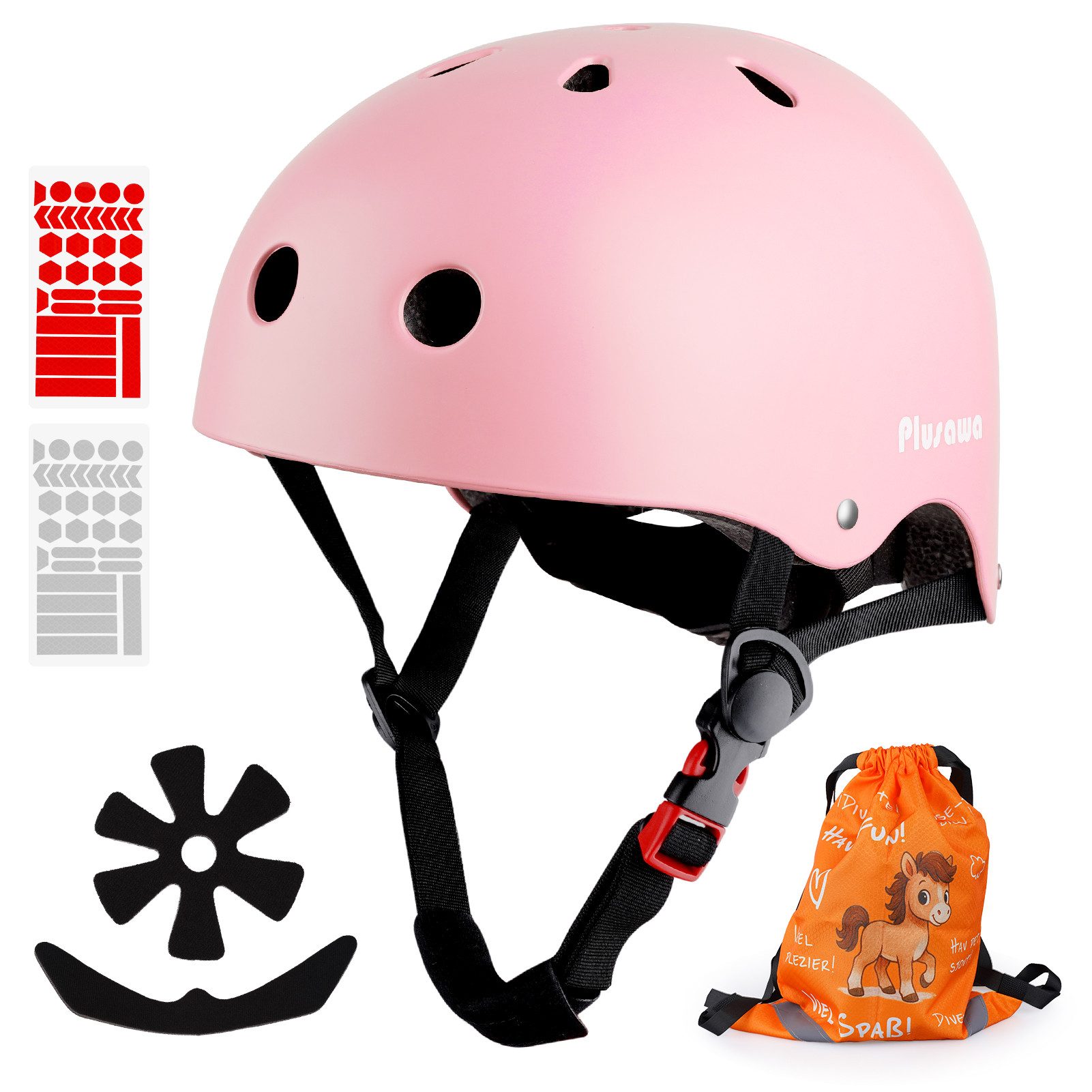 Alsterwell Kinderhelm Kinder Fahrradhelm EN1078 CE Certified, Verstellbarer Kinnriemen, 3D DIY & Reflektierende Aufkleber, Sporthelm für Roller & Inlineskates