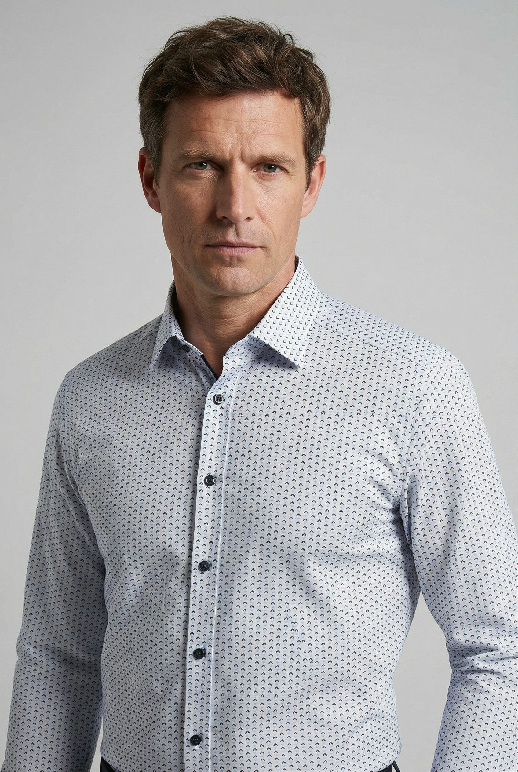 OLYMP Langarmhemd Luxor graphisches Muster, modern fit, Businesshemd, New-Kentkragen