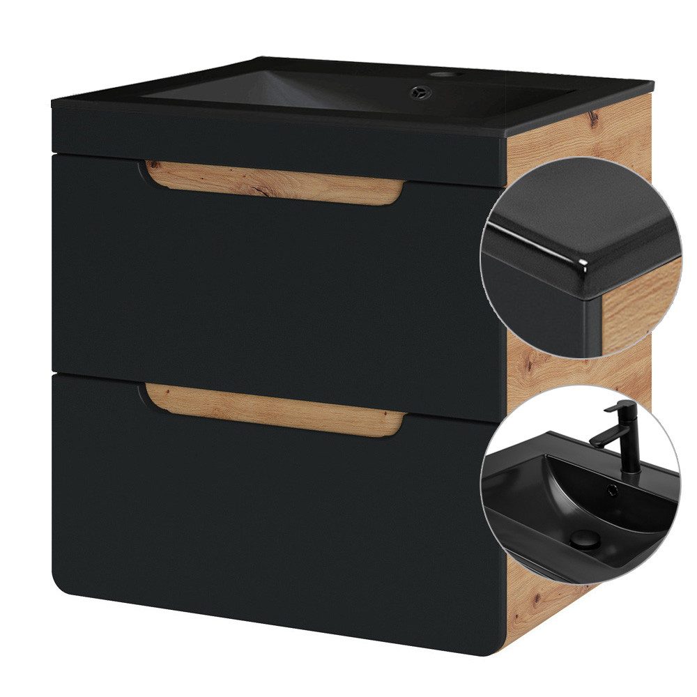 Lomadox Waschtisch NEW-LUTON, schwarz in seidenmatt günstig online kaufen