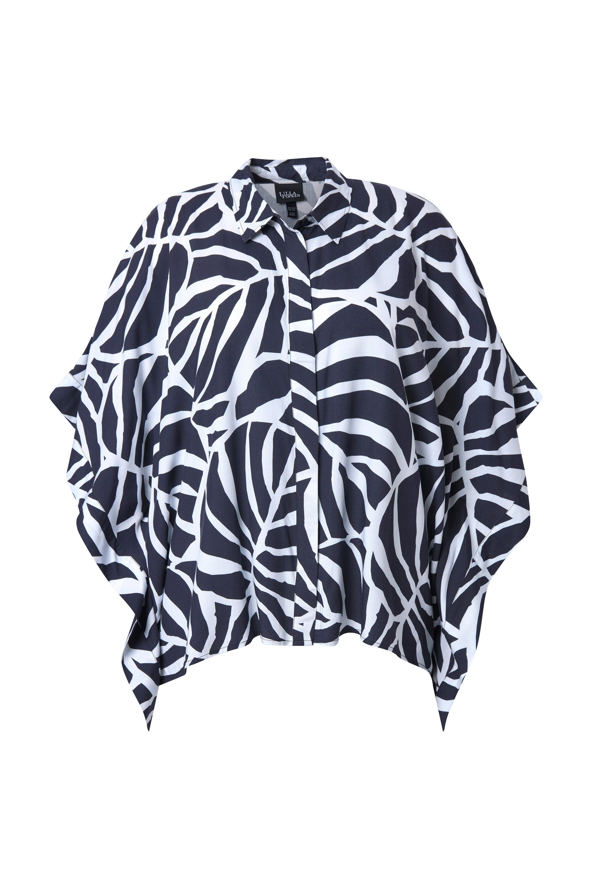 Ulla Popken Hemdbluse Poncho-Bluse Oversized Hemdkragen 3/4-Arm günstig online kaufen