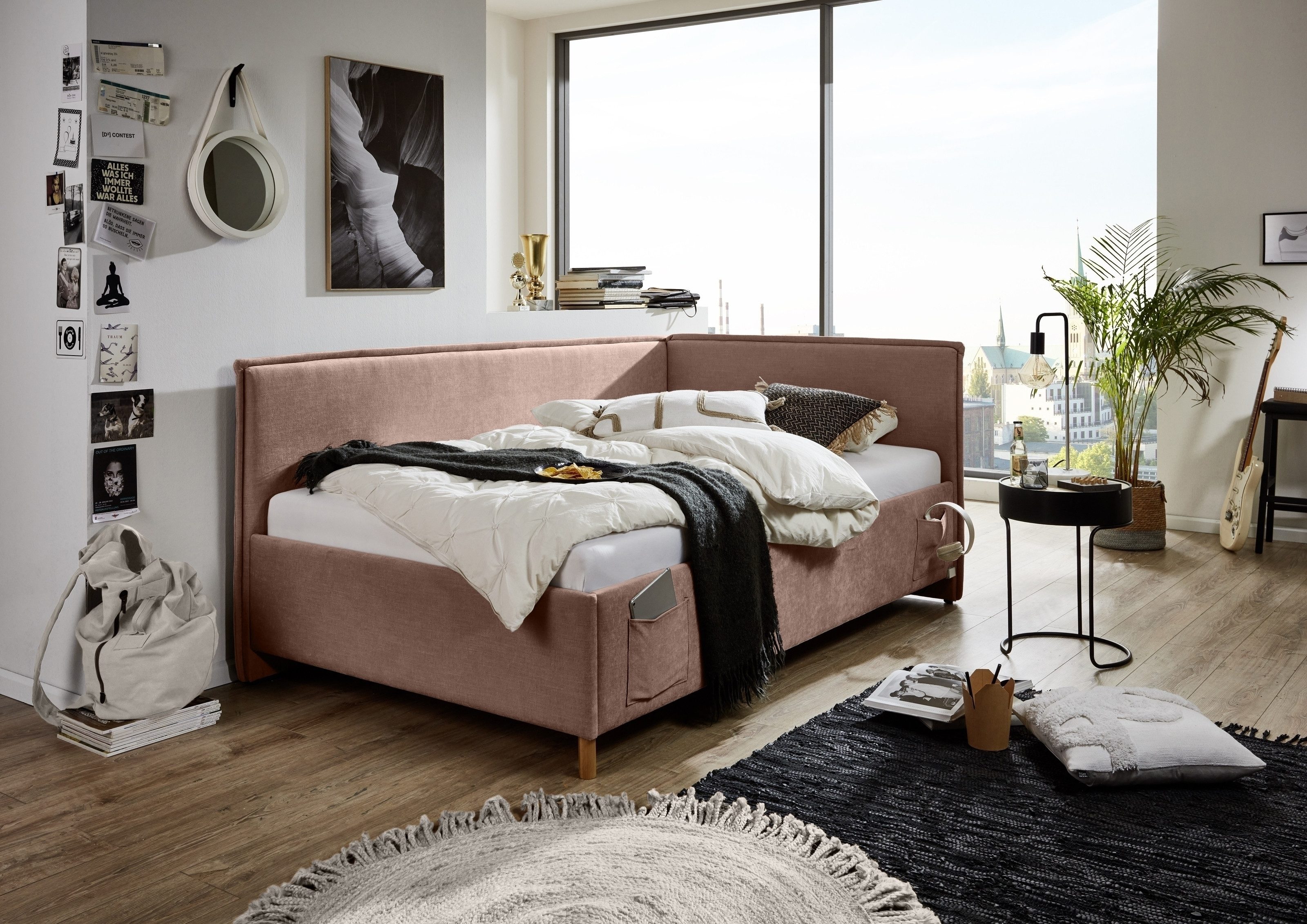 freiraum Polsterbett FUN, Liegefläche 120x200cm, City Rose, Stellmaß: 133x90x215cm (BxHxT)