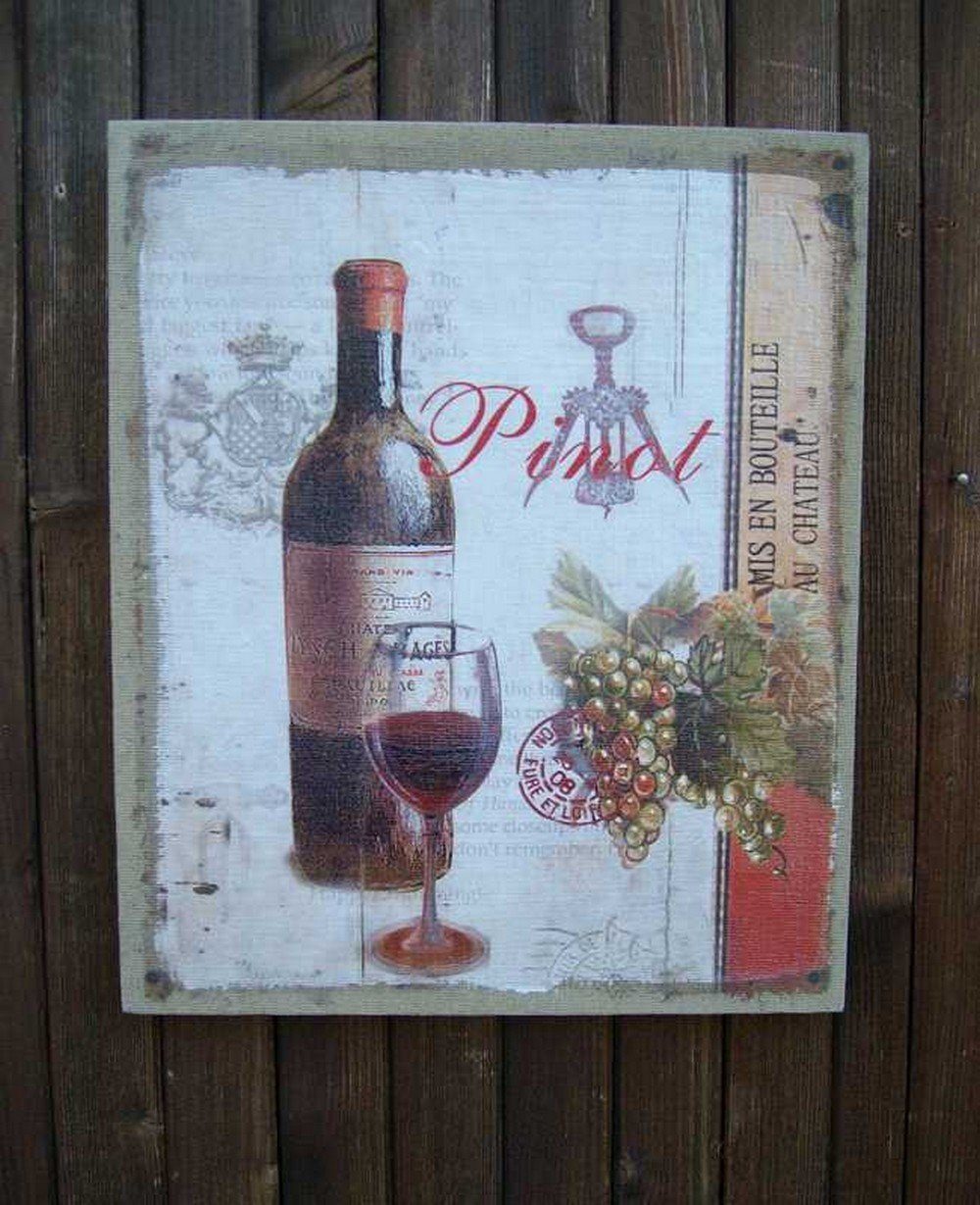 Deko-Impression Leinwandbild Traumhaftes Wandbild a. Leinwand Pinot Vino  Rotwein Trauben Frankreich, (1 St)