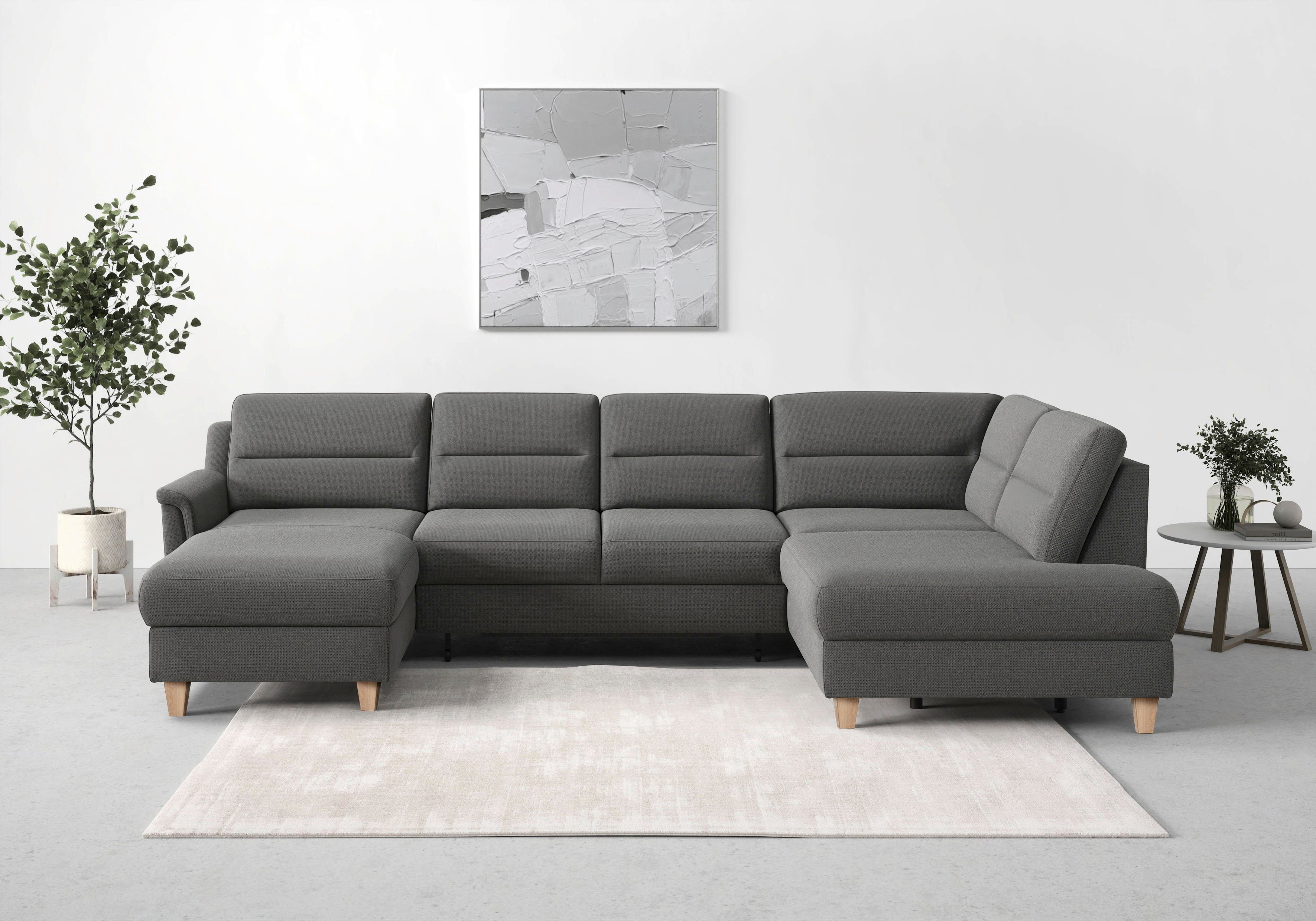sit&more Wohnlandschaft Farö U-Form, inklusive Federkern, wahlweise mit Bettfunktion und Bettkasten