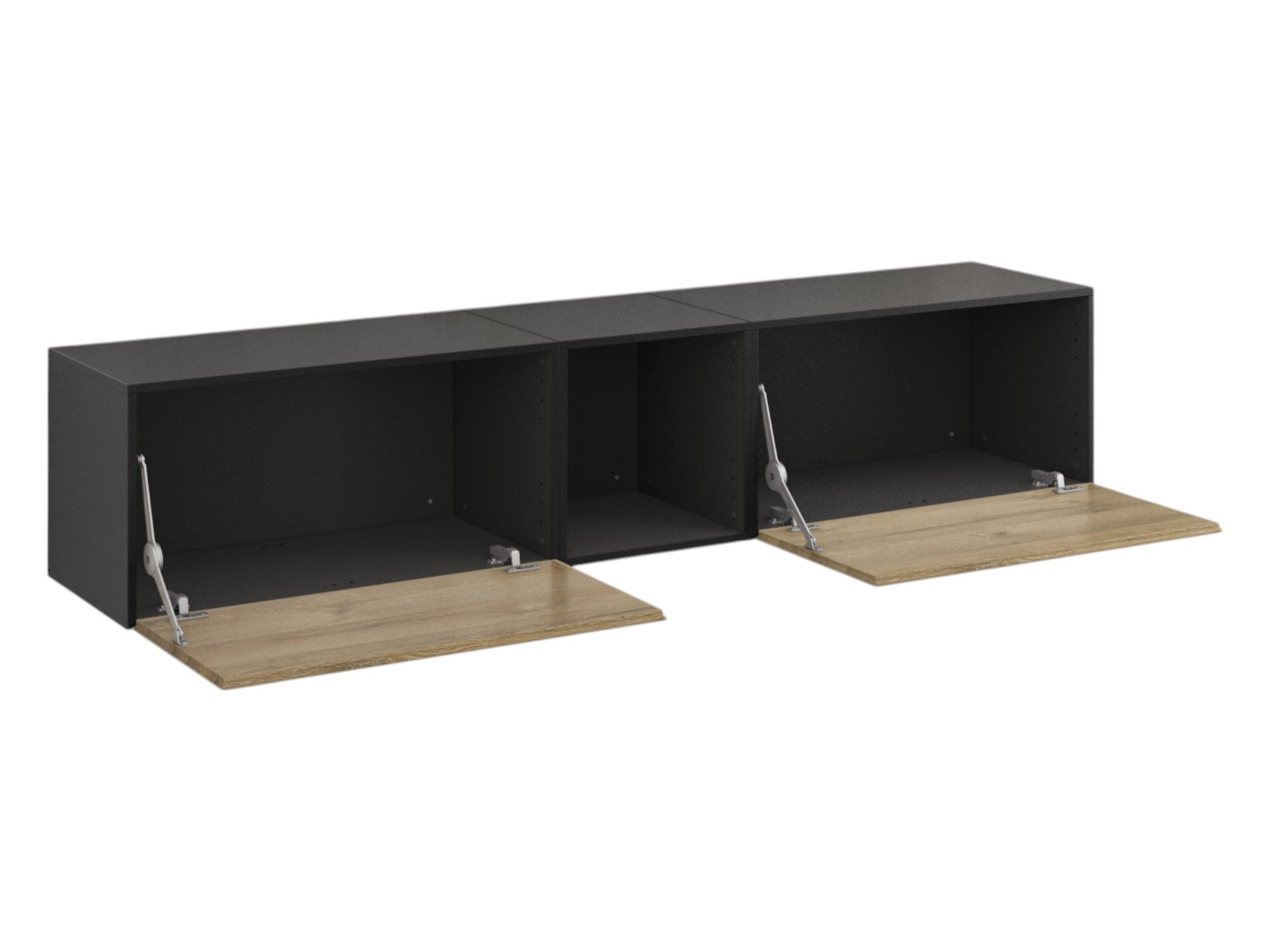 moebel-dich-auf Lowboard VARIANTO 2 (3 tlg., 190 cm breit, TV-Schrank bestehend aus 2x Schränken mit Klappe und 1x Regal), stehend und hängend