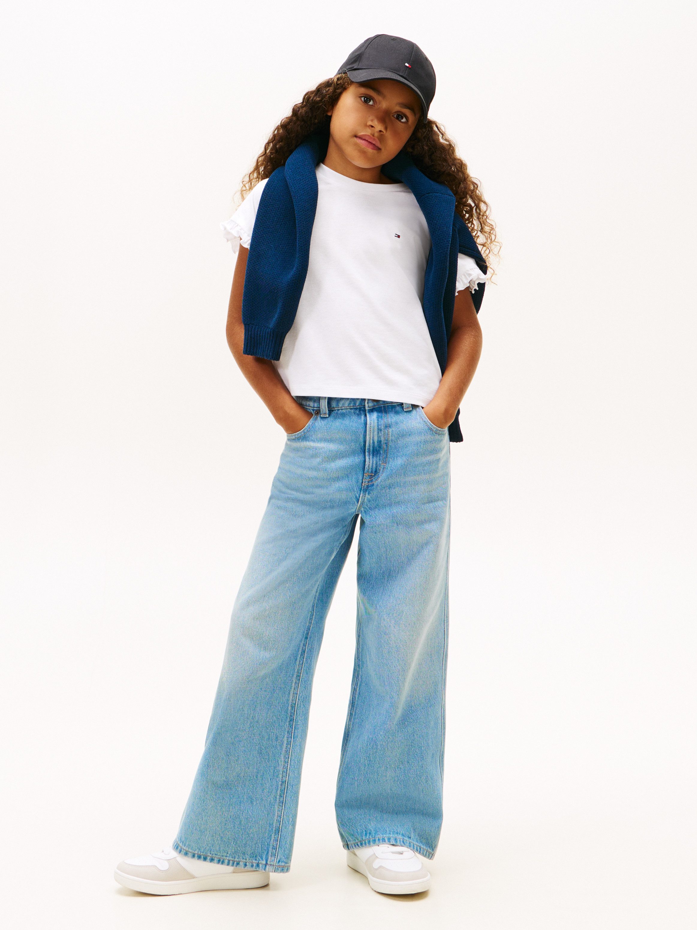 Tommy Hilfiger T-Shirt ESSENTIAL TOP SHORT SLEEVE Kinder bis 16 Jahre, mit Rüschen, relaxed fit