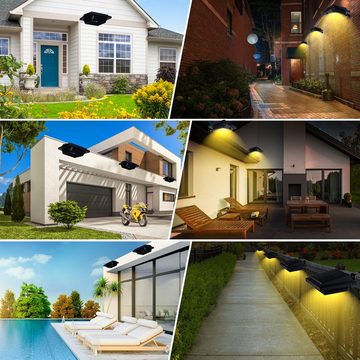 Home safety LED Dachrinnenleuchte 2Stk. 25LEDs Solar Dachrinnenleuchte, mit Lichtsensor, Solarlampen für Außen, Wandlampe Solarlicht, Schwarz,Warmweiß Licht, LED fest integriert, Warmweiß