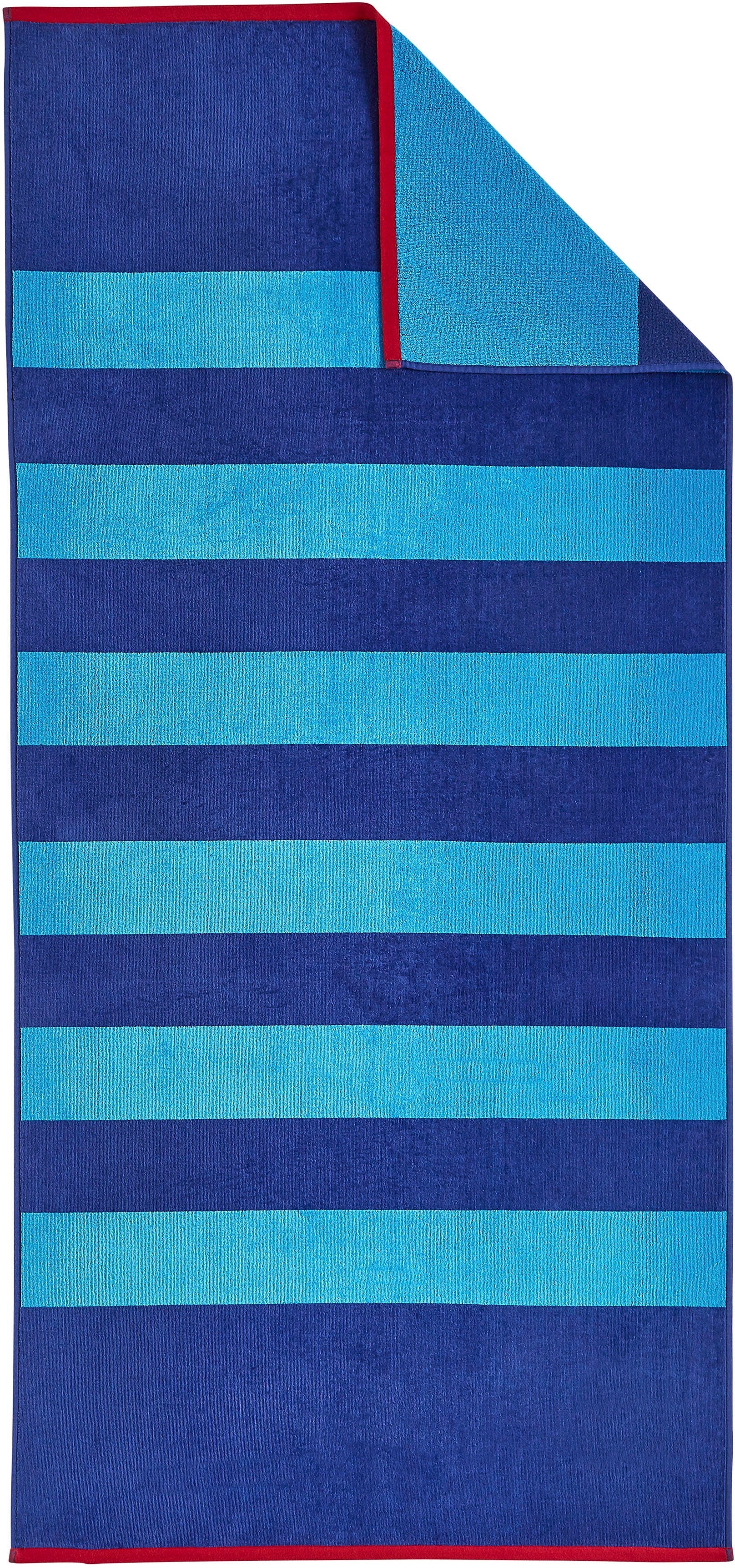 Frottier cm Seite Velours, 80 Dyckhoff Liegetuch Strandtuch Seite 180 Blau, \'Aquarius\' Eine x eine