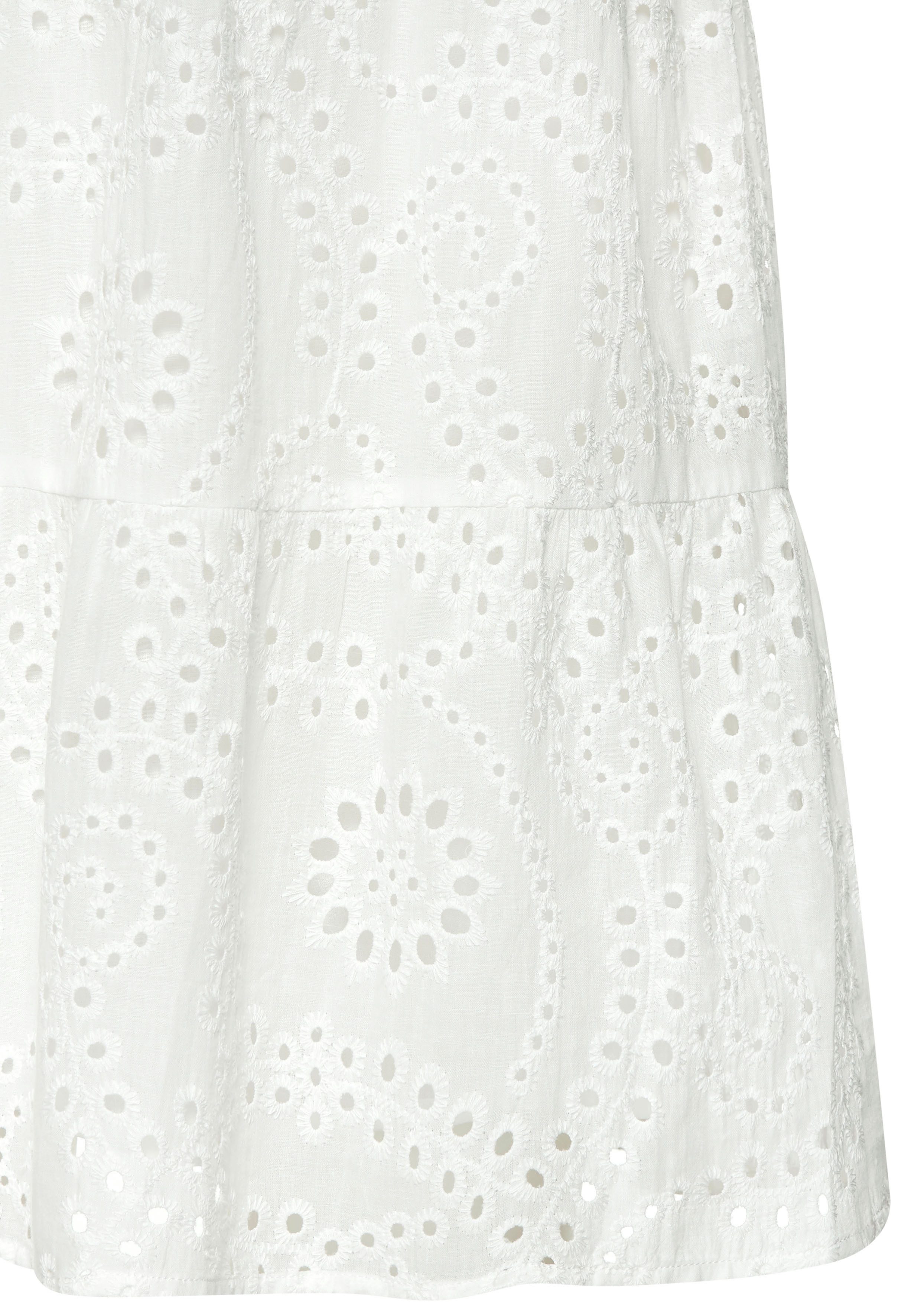 Buffalo Spitzenkleid aus Lochstickerei mit Innenfutter, gestuftes Webkleid Sommerkleid, modische Eyelet-Stickerei, A-Linien-Kleid, Blusenkleid – Bild 4 von 5