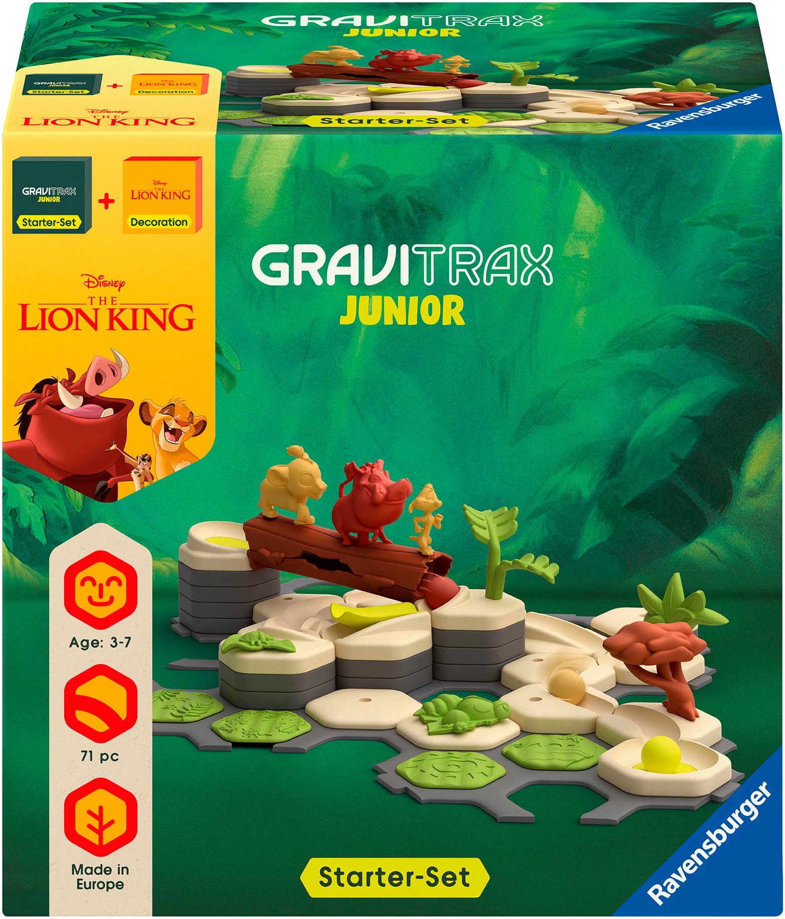 Ravensburger Kugelbahn-Bausatz GraviTrax Junior Starter Set Disney Lion King, Made in Germany